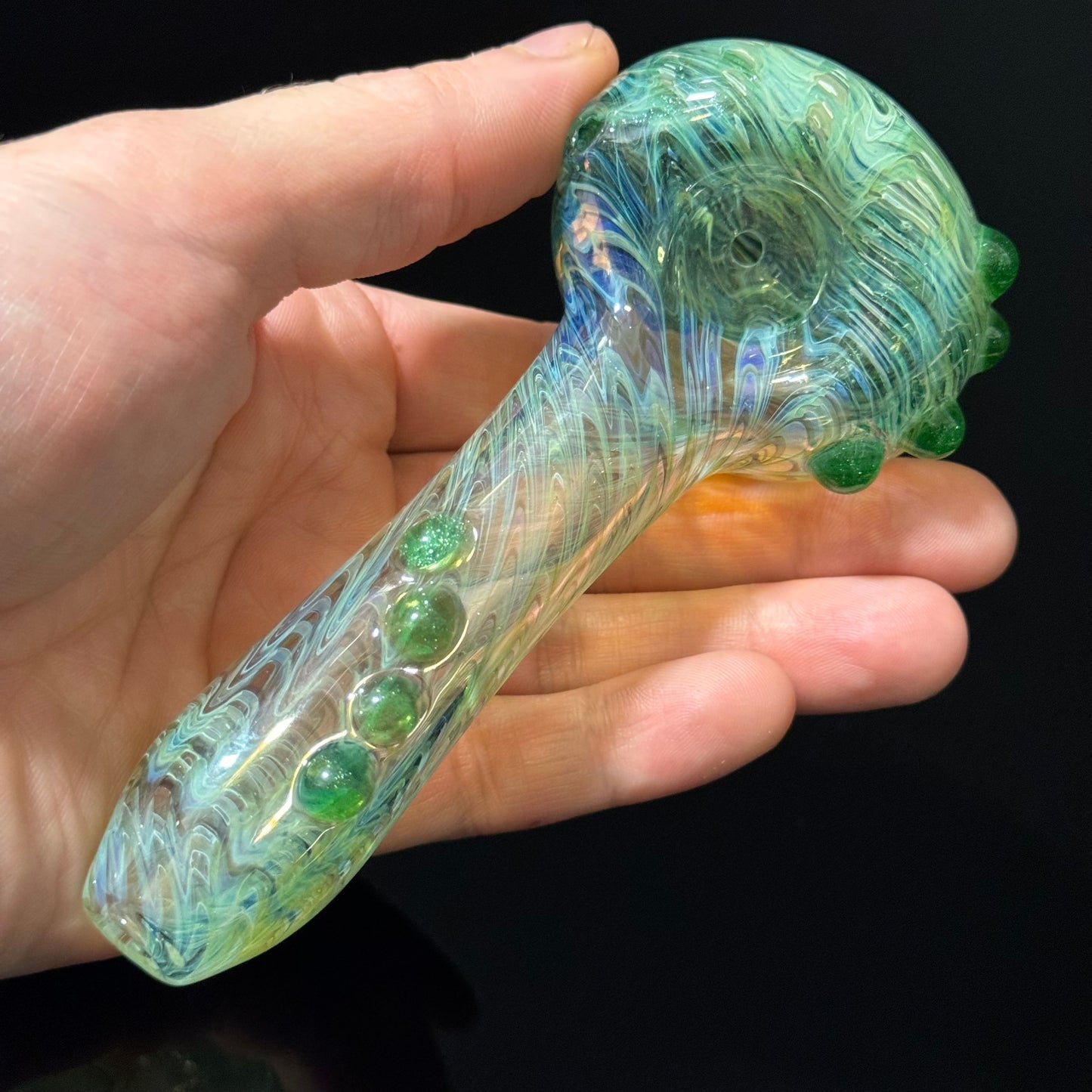 Wrap & Rake Color Changing Glass Heady Pipe Hand Blown