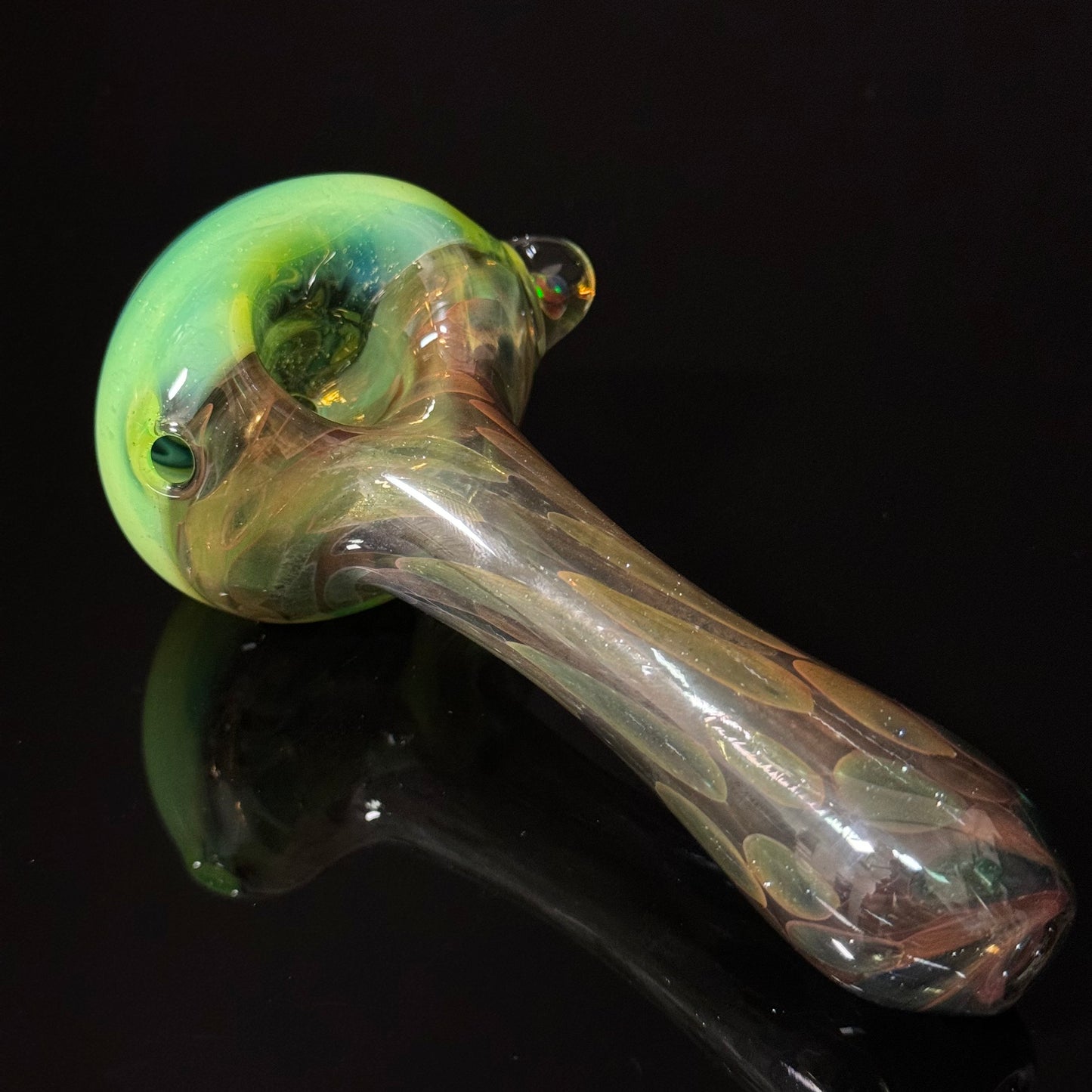 Slyme Color Linework Glass Pipe, Heady Hand Blown with An Opal