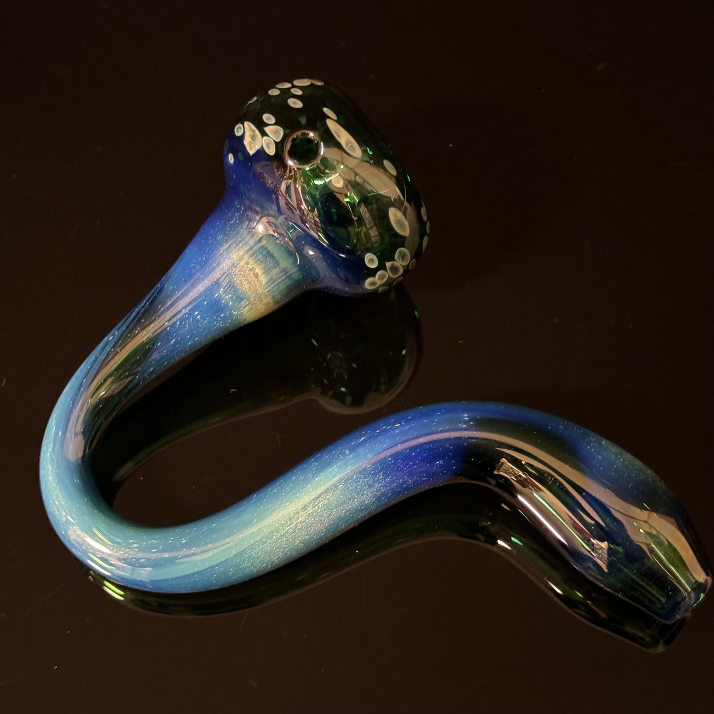 Galaxy Space Silver Fumed Cobalt Glass Sherlock Pipe, Heady Hand Blown