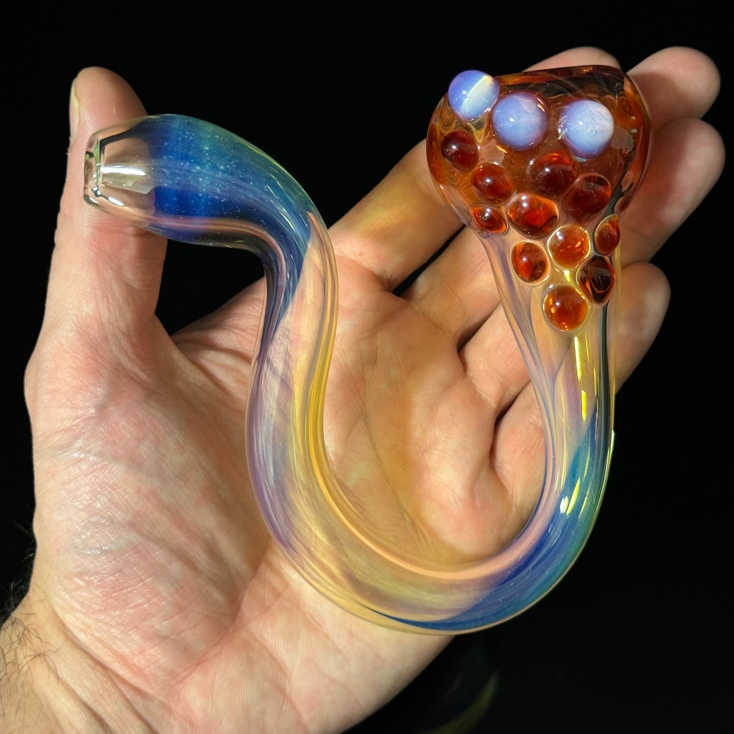 Silver Fumed Color Changing Glass Sherlock Pipe, Heady Hand Blown