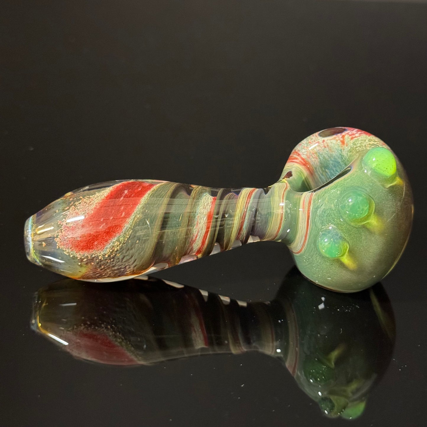 Green & Red Inside Out Glass Pipe Heady Pipe Hand Blown Extra Thick