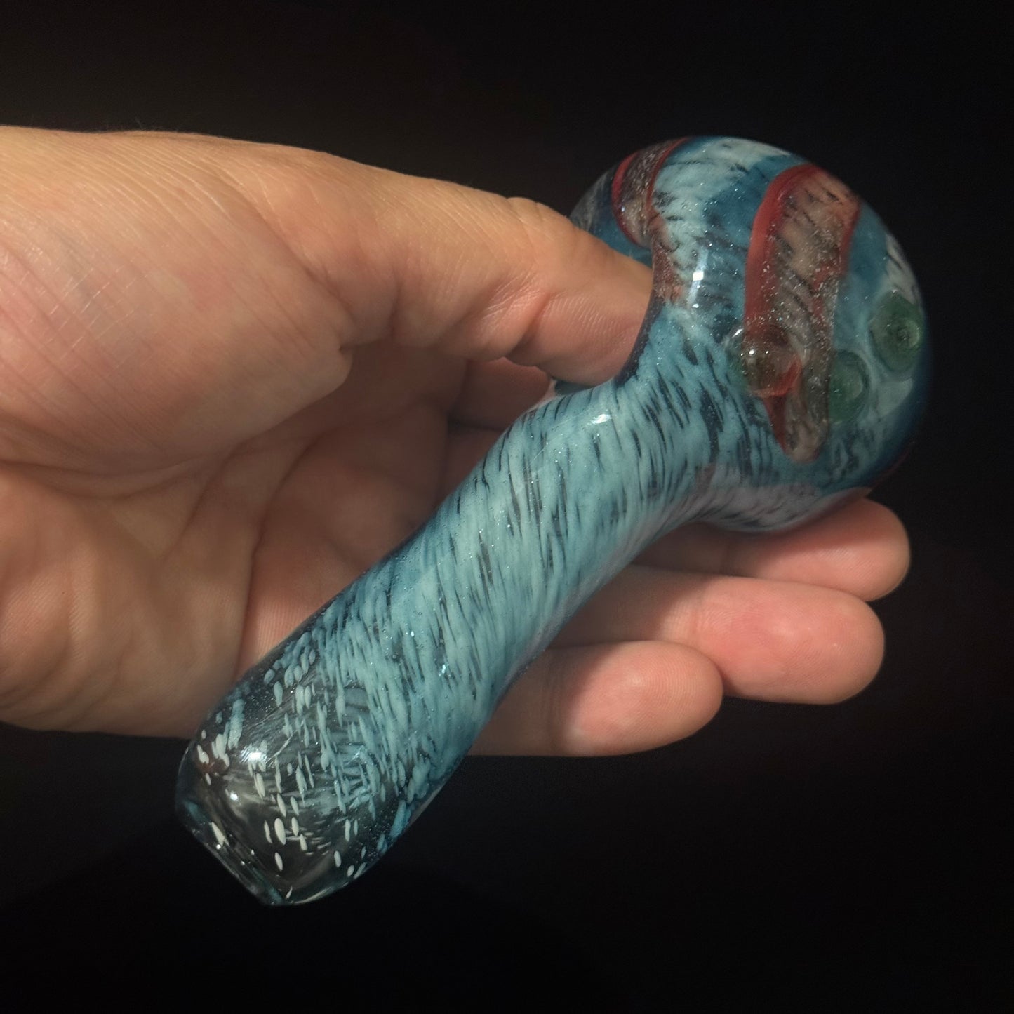 Heavy Inside out Sparkle Blue & White Glass Pipe Heady Pipe Hand Blown