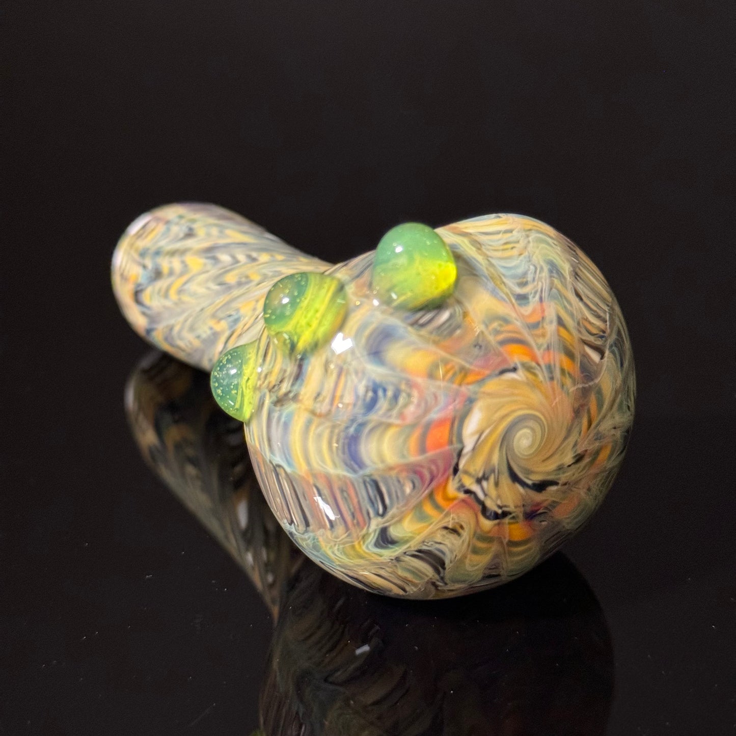 Solid White Pipe with a Multicolor Wrap Heady Hand Blown