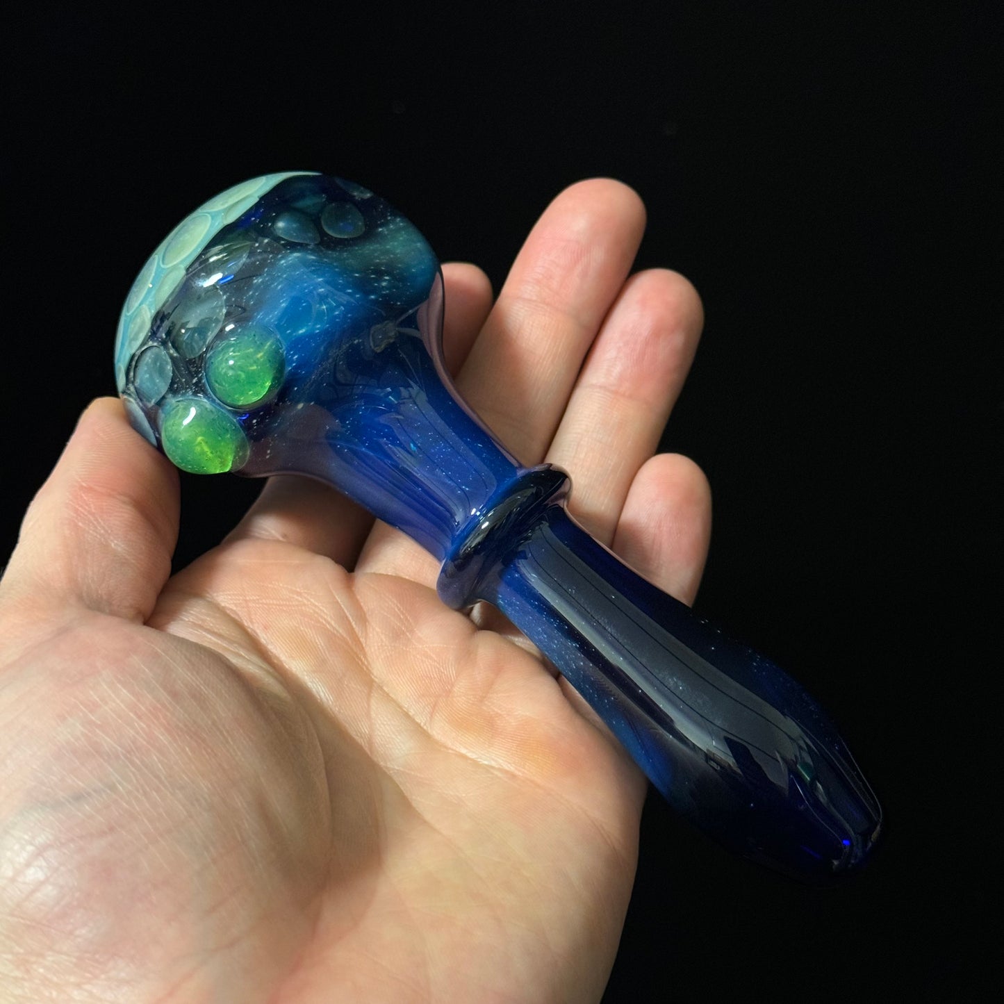 Blue Honeycomb Glass Heady Pipe Hand Blown