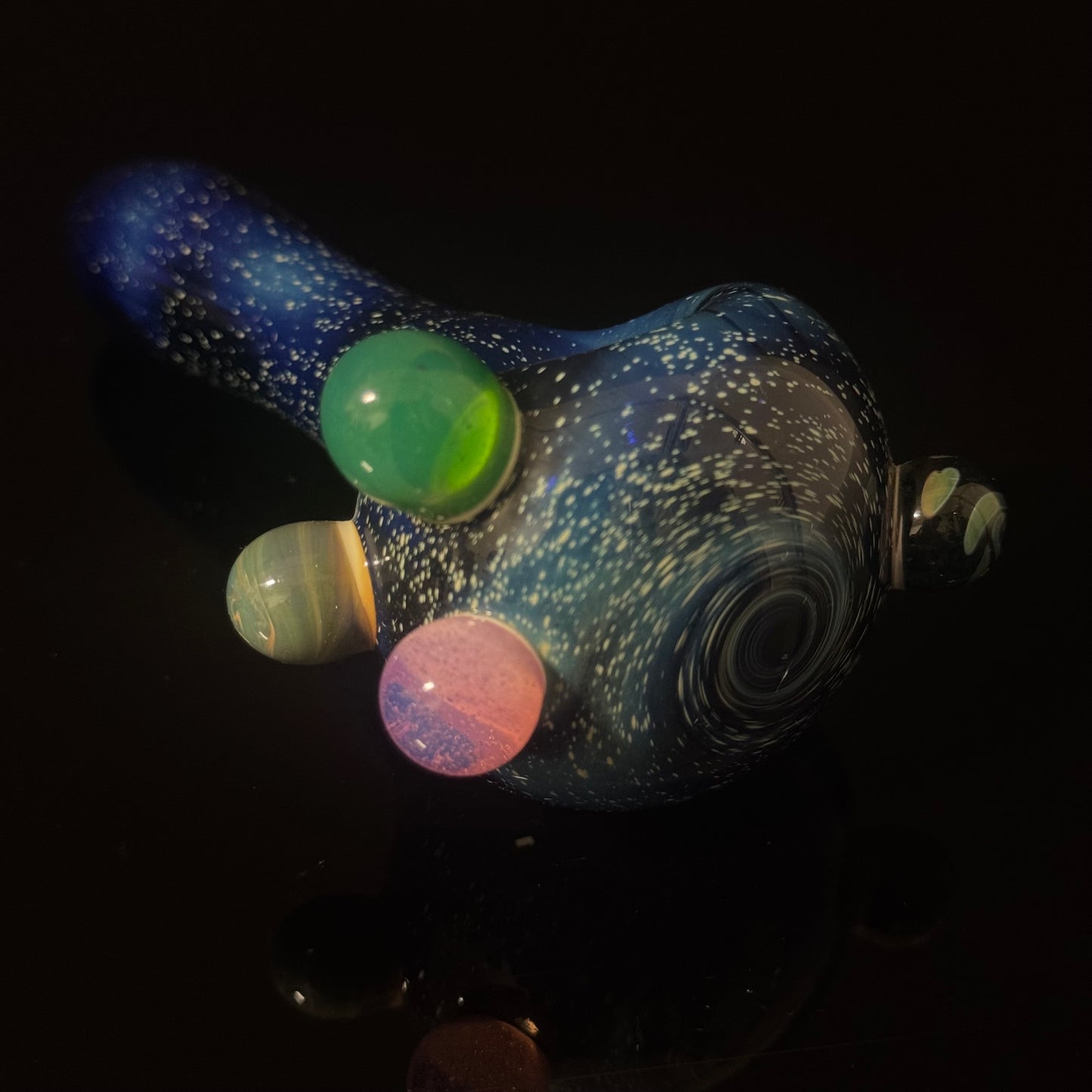 Blue with Slyme Space Galaxy Nebula Glass Pipe Silver Fumed Glass Pipe, Heady Hand Blown