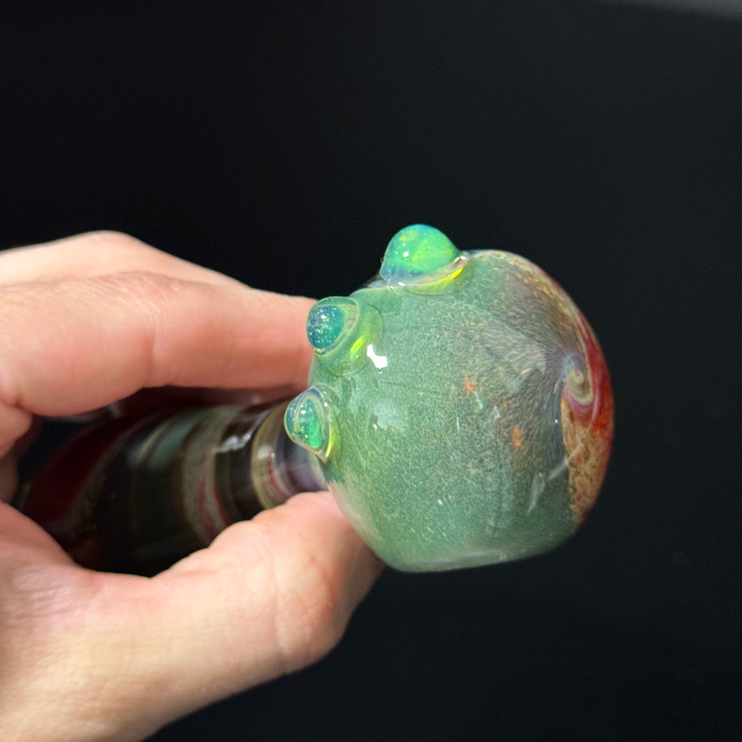 Green & Red Inside Out Glass Pipe Heady Pipe Hand Blown Extra Thick