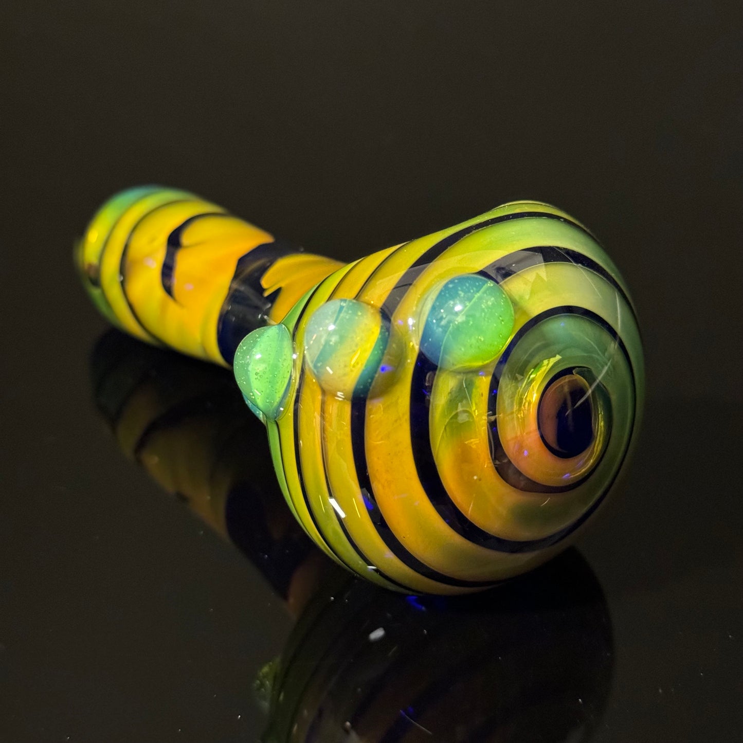 Green Wrapped Glass Pipe with Slyme Heady Pipe Hand Blown