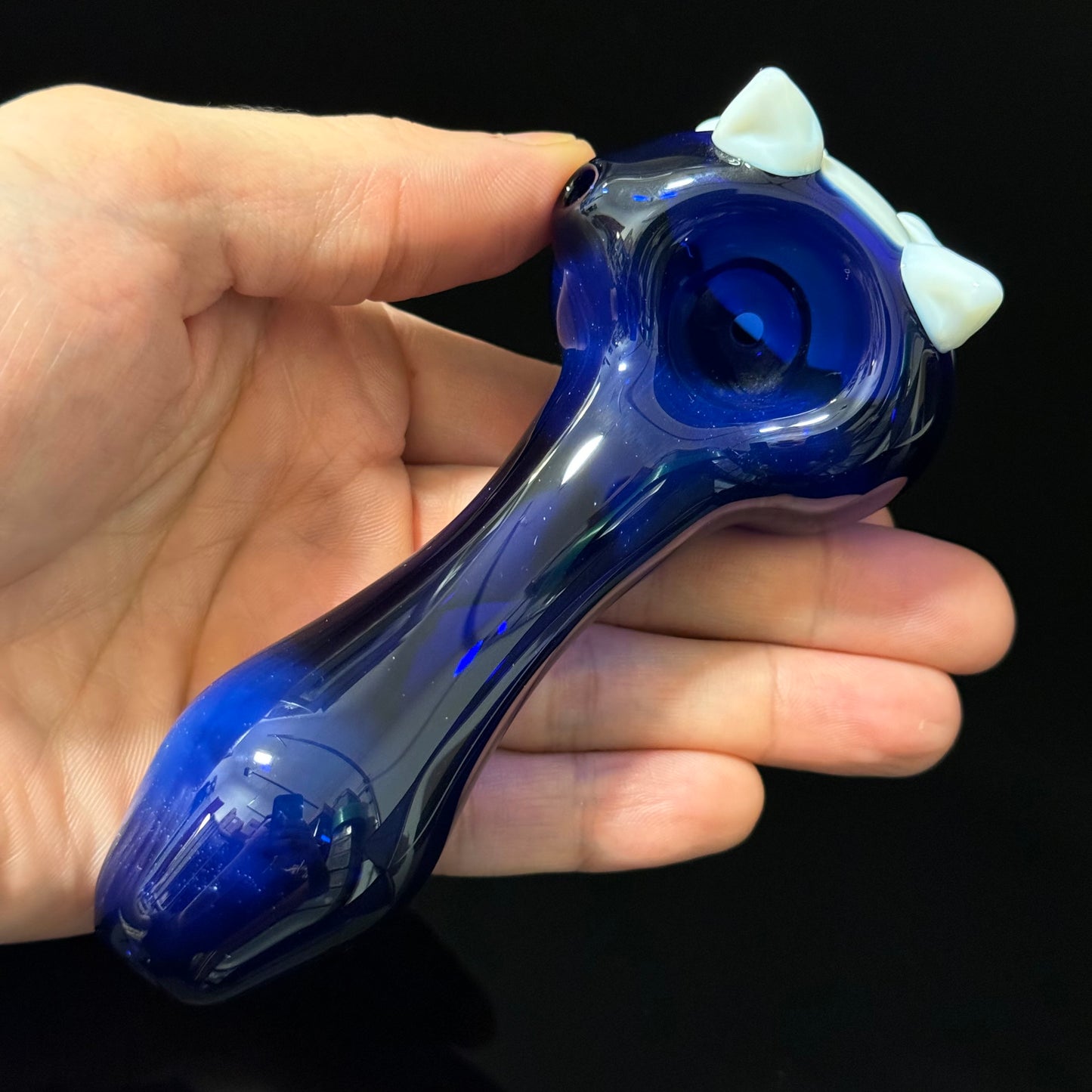 Cat Face White Glass Pipe Heady Pipe Hand Blown Cat Pipe