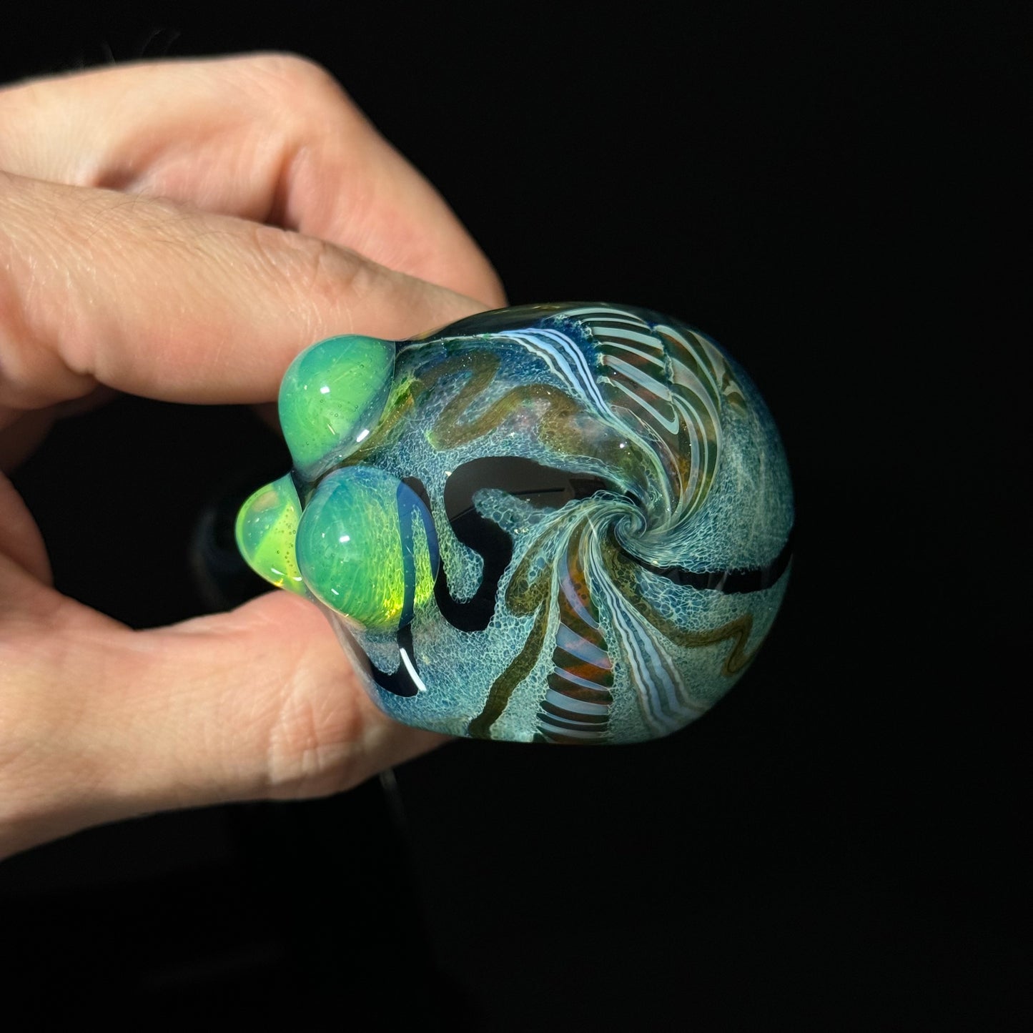 Heavy Inside out Sparkle Blue Glass Pipe with Linework throughout the Heady Pipe