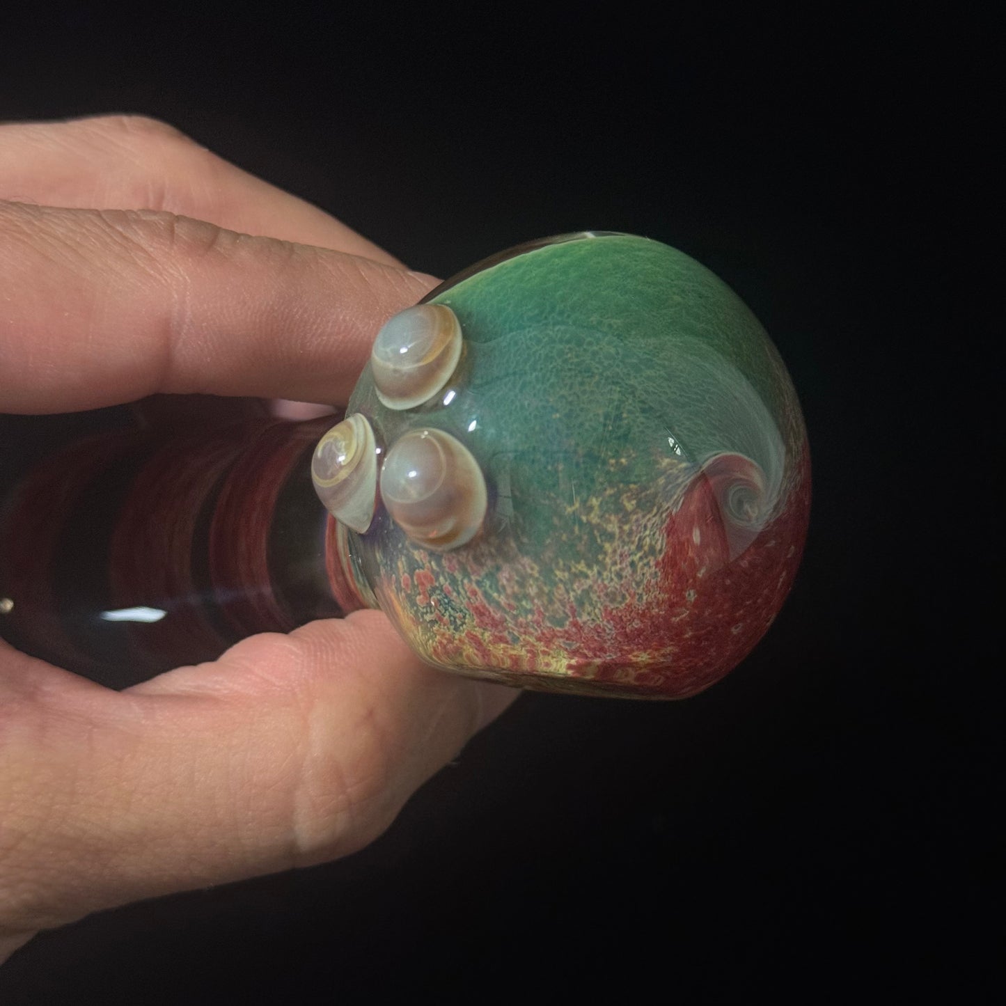Multicolor Red & Green Twisted Inside Out Glass Pipe Heady Pipe Hand Blown Extra Thick