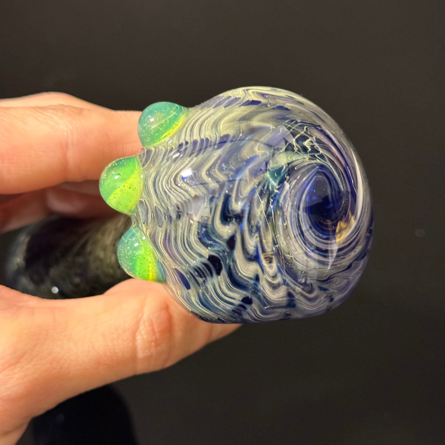 Blue Cobalt Wrapped Color with Slyme Marbles Glass Heady Pipe Hand Blown