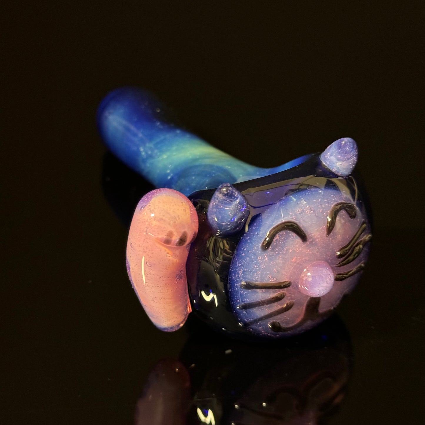 Cat Face Pink Slyme Glass Pipe Heady Pipe Hand Blown Cat Pipe