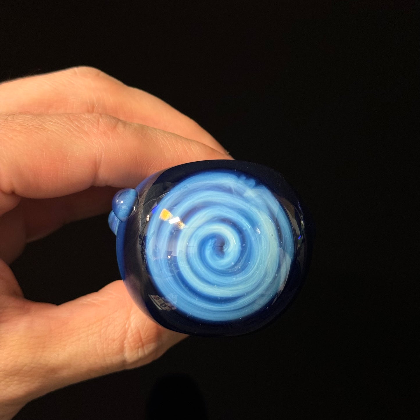 Blue Fumed Cobalt Wrapped Color Glass Heady Pipe Hand Blown