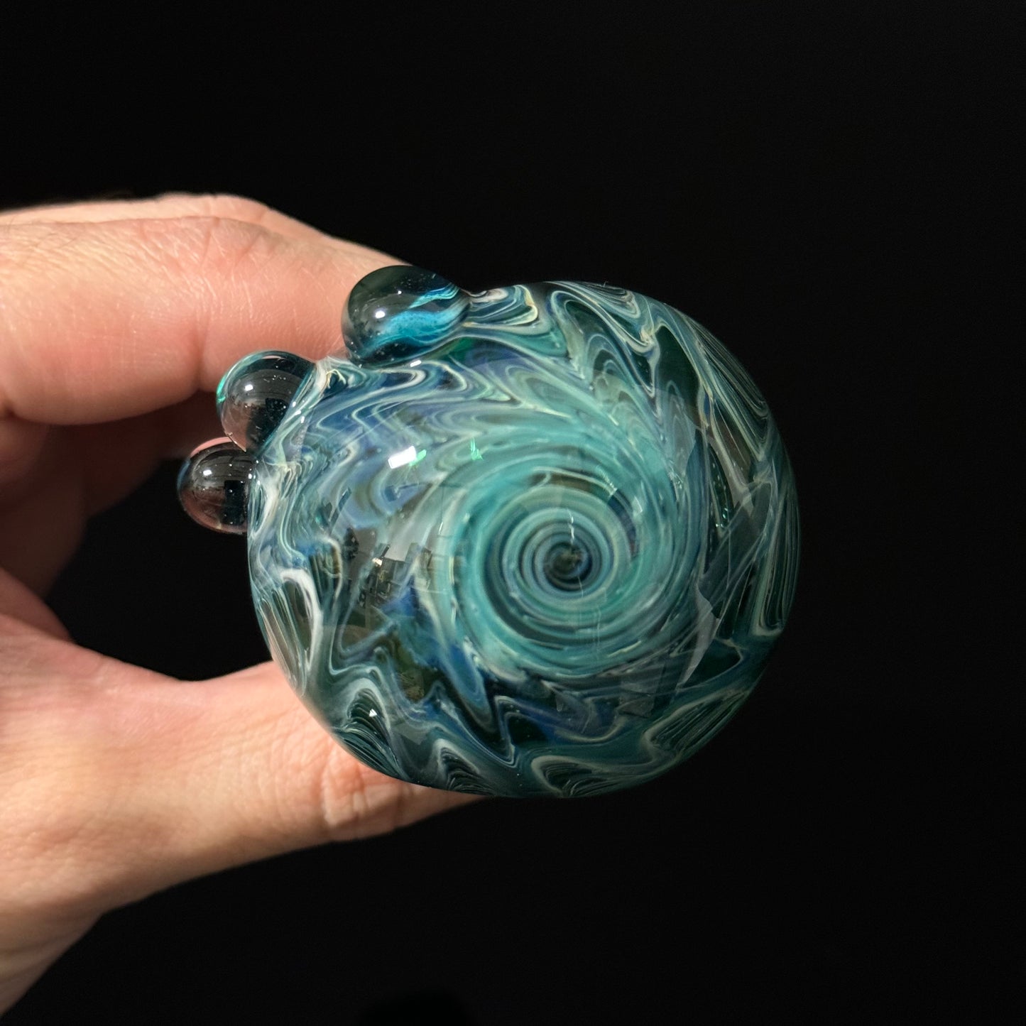 Sparkle Blue & Green Cobalt Wrapped Color Glass Heady Pipe Hand Blown