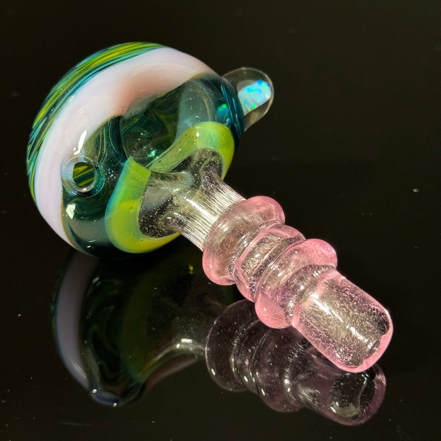 Small Full Color Linework Glass Pipe, Heady Hand Blown with An Opal