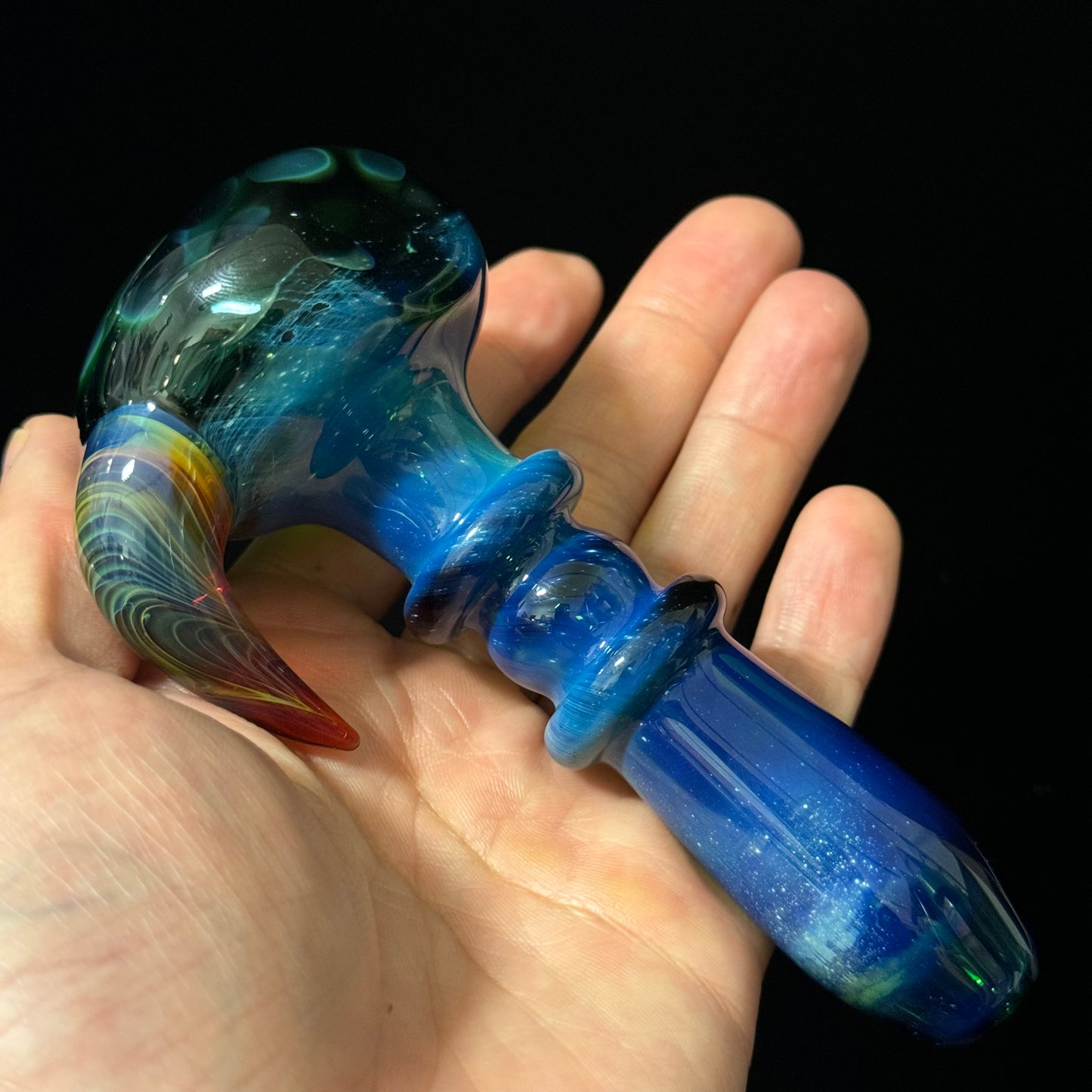 Blue Green Honeycomb Glass Heady Pipe Hand Blown