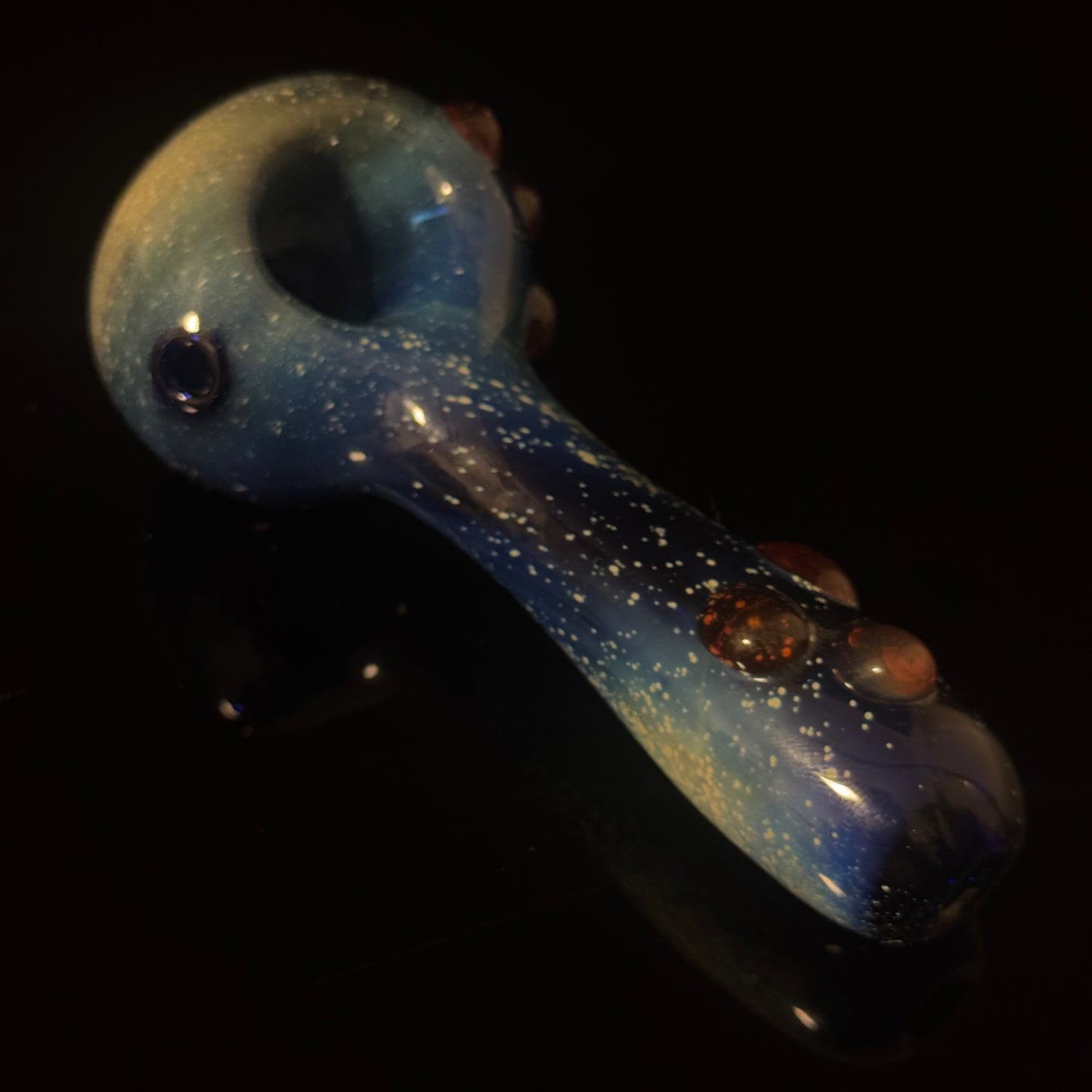 Blue with Slyme Space Galaxy Nebula Glass Pipe Silver Fumed Glass Pipe, Heady Hand Blown