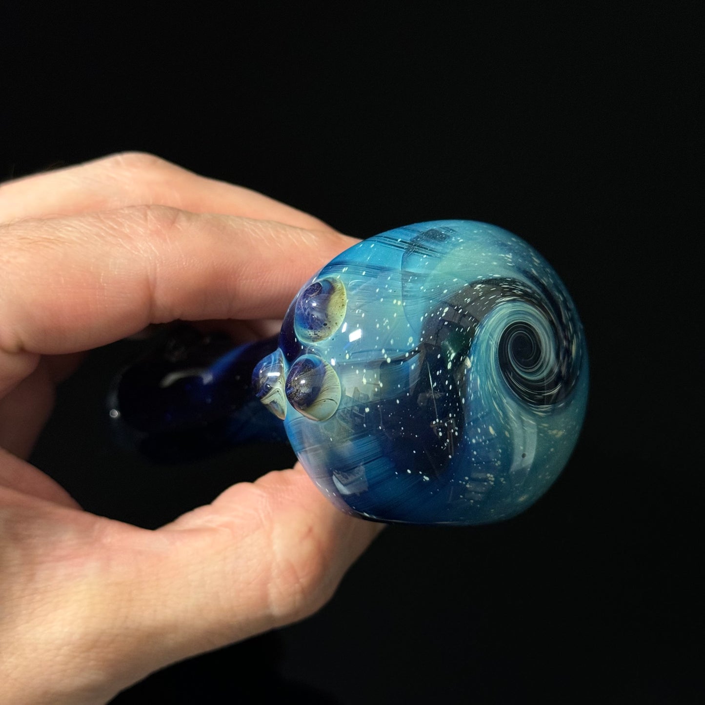 Blue Space Galaxy Nebula Glass Pipe Silver Fumed Glass Pipe, Heady Hand Blown