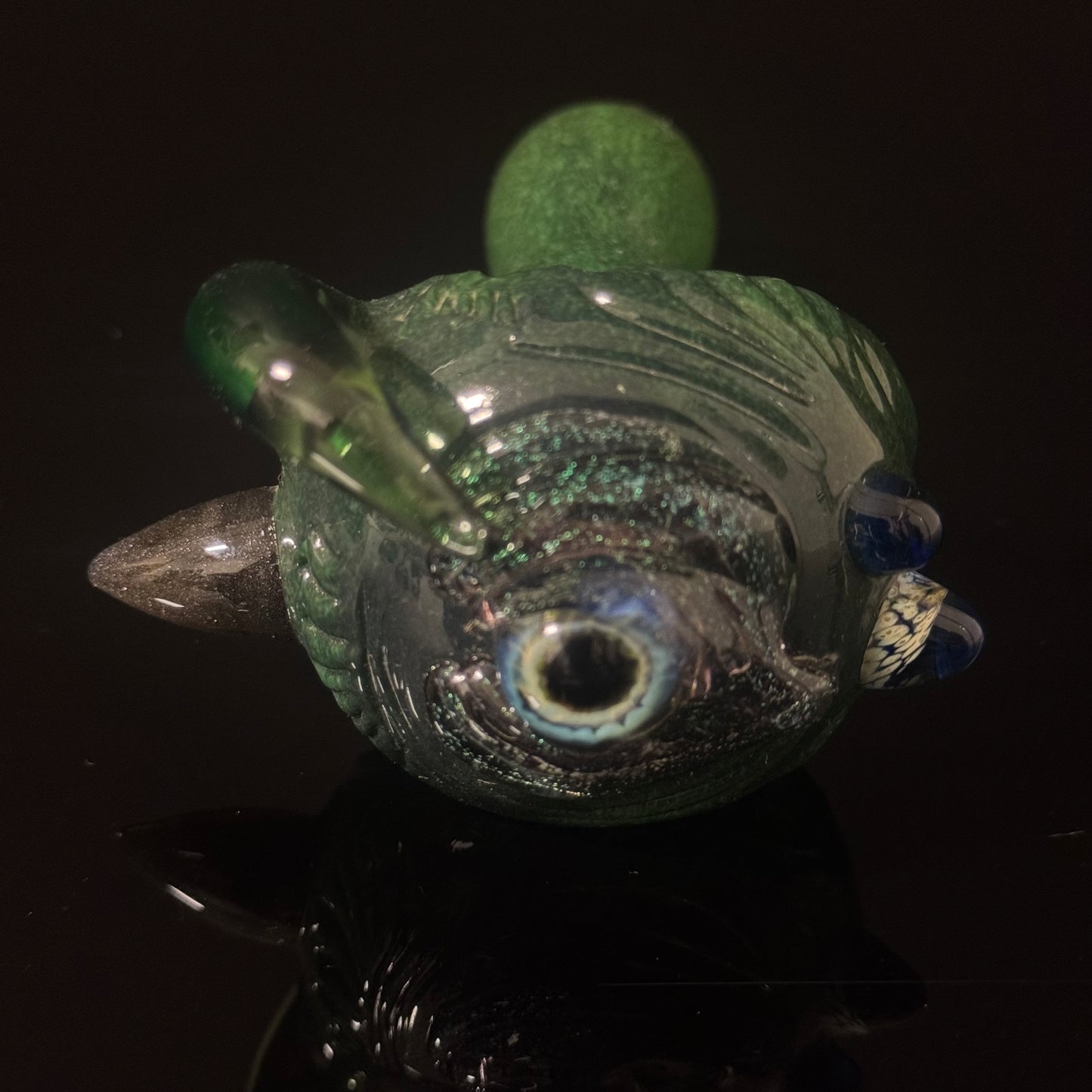 Eyeball Monster Dichro Sparke Green Glass Heady Pipe Hand Blown