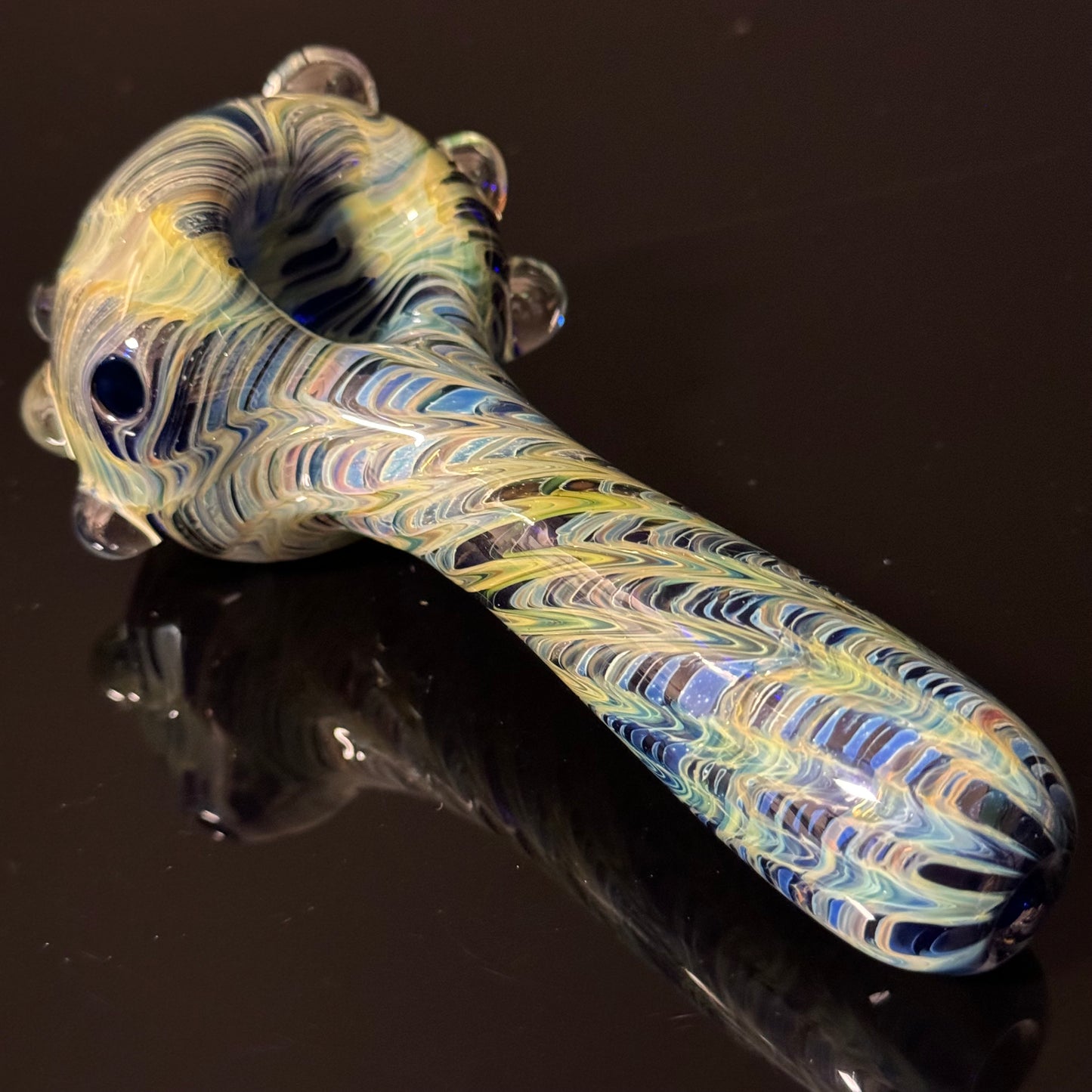 Blue & Green Cobalt Wrapped Color Glass Heady Pipe Hand Blown