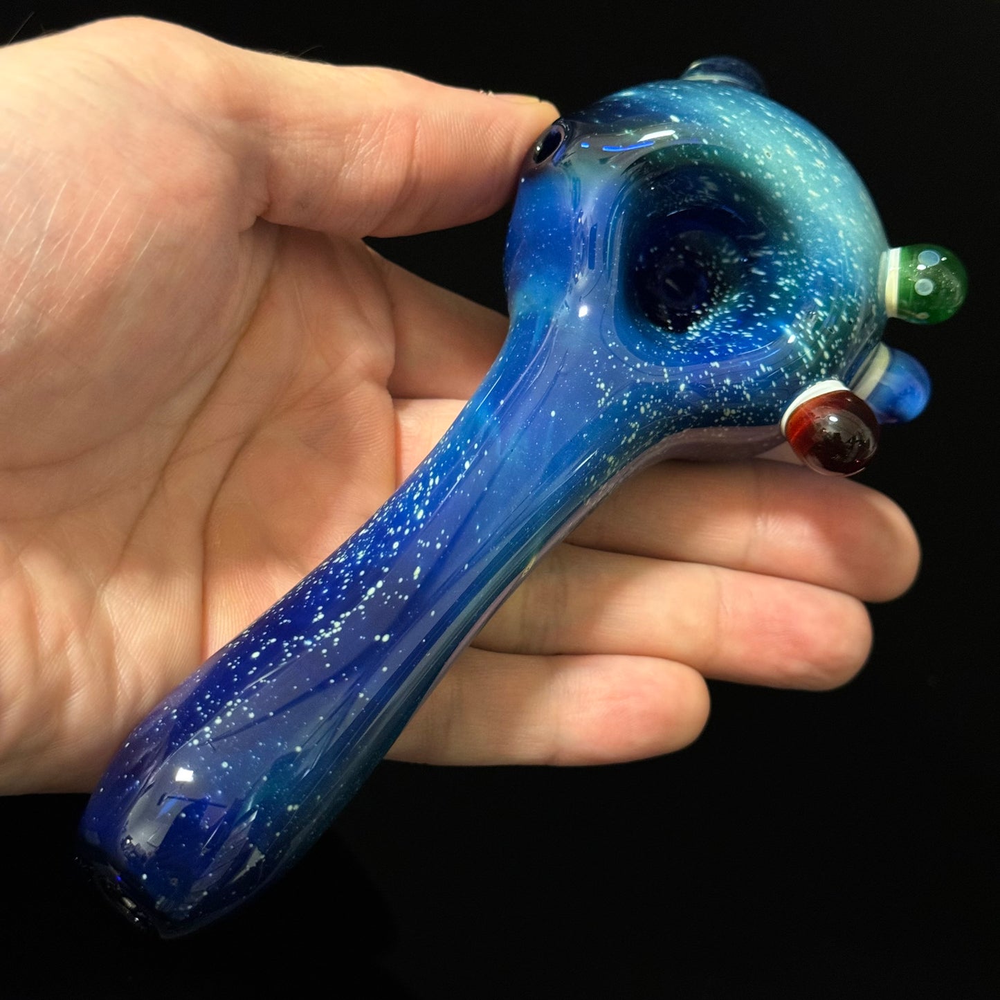 Blue Space Galaxy Nebula Glass Pipe Silver Fumed Glass Pipe, Heady Hand Blown