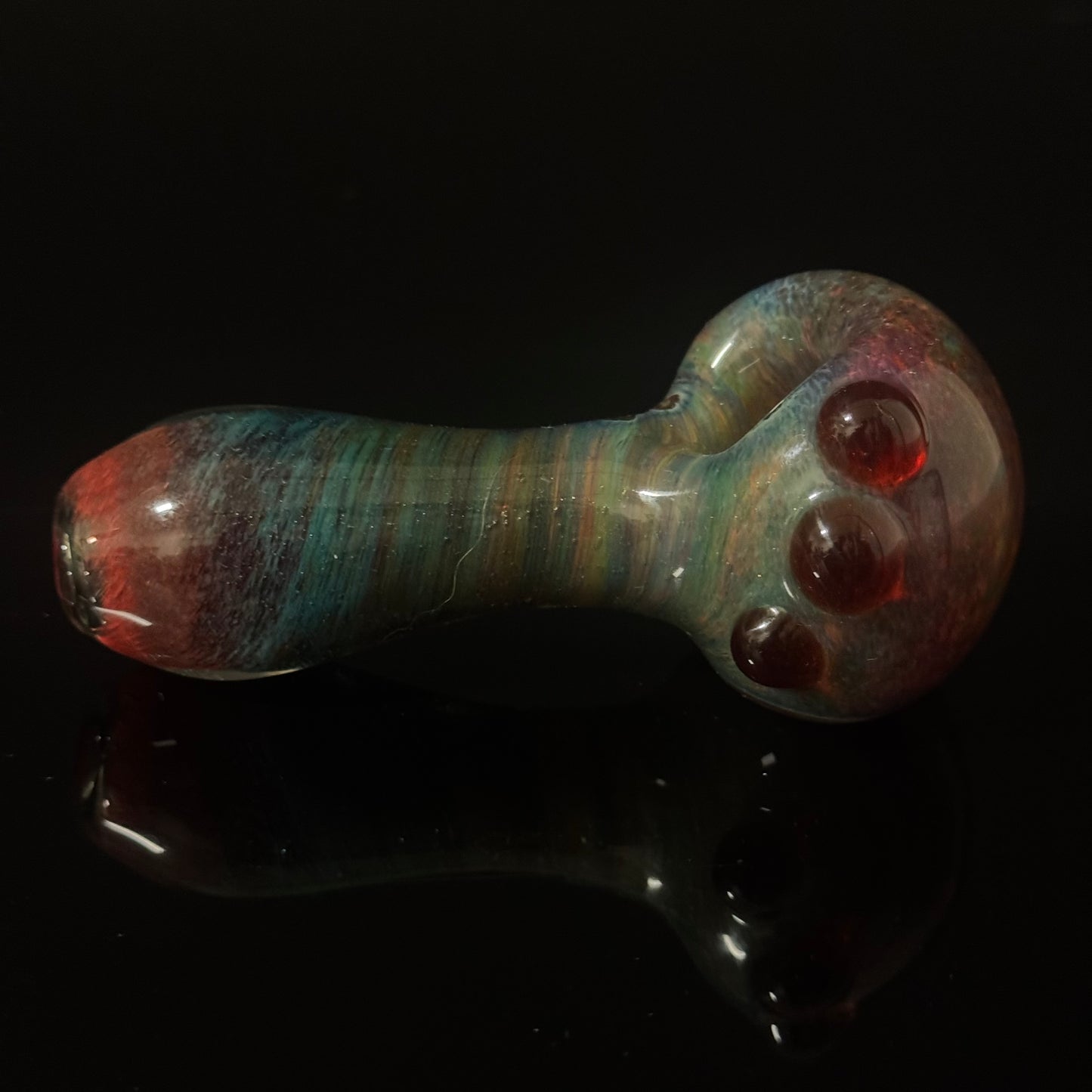 Heavy Inside out Sparkle Blue & Red Glass Pipe Heady Pipe Hand Blown