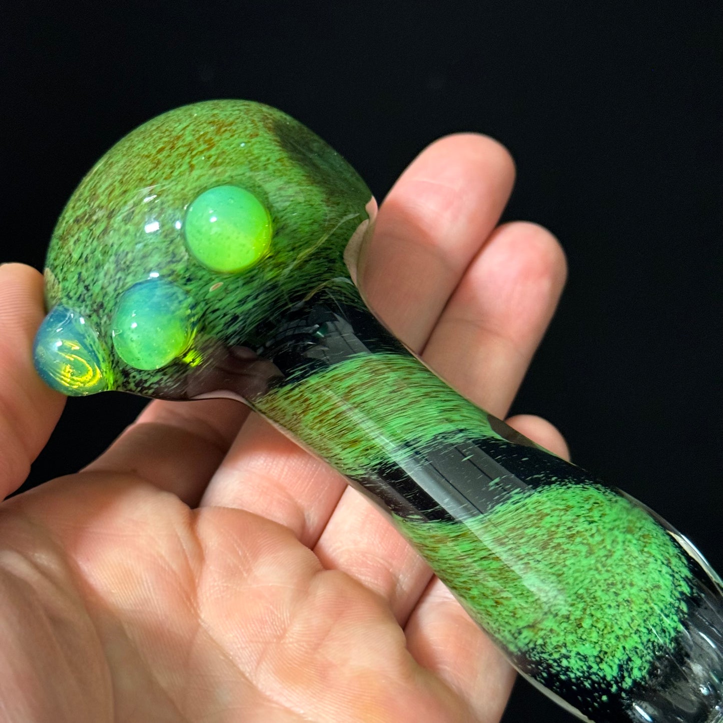 Inside out Black & Green Glass Pipe Heady Pipe Hand Blown Extra Thick