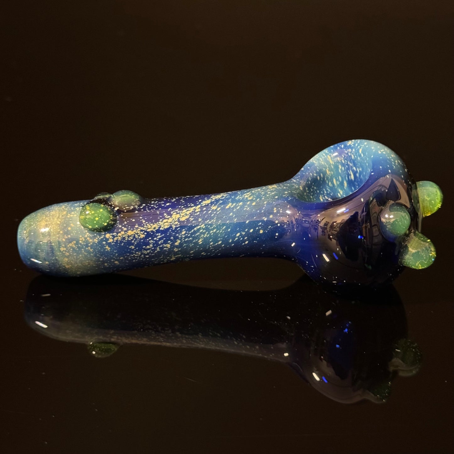 Blue with Slyme Space Galaxy Nebula Glass Pipe Silver Fumed Glass Pipe, Heady Hand Blown