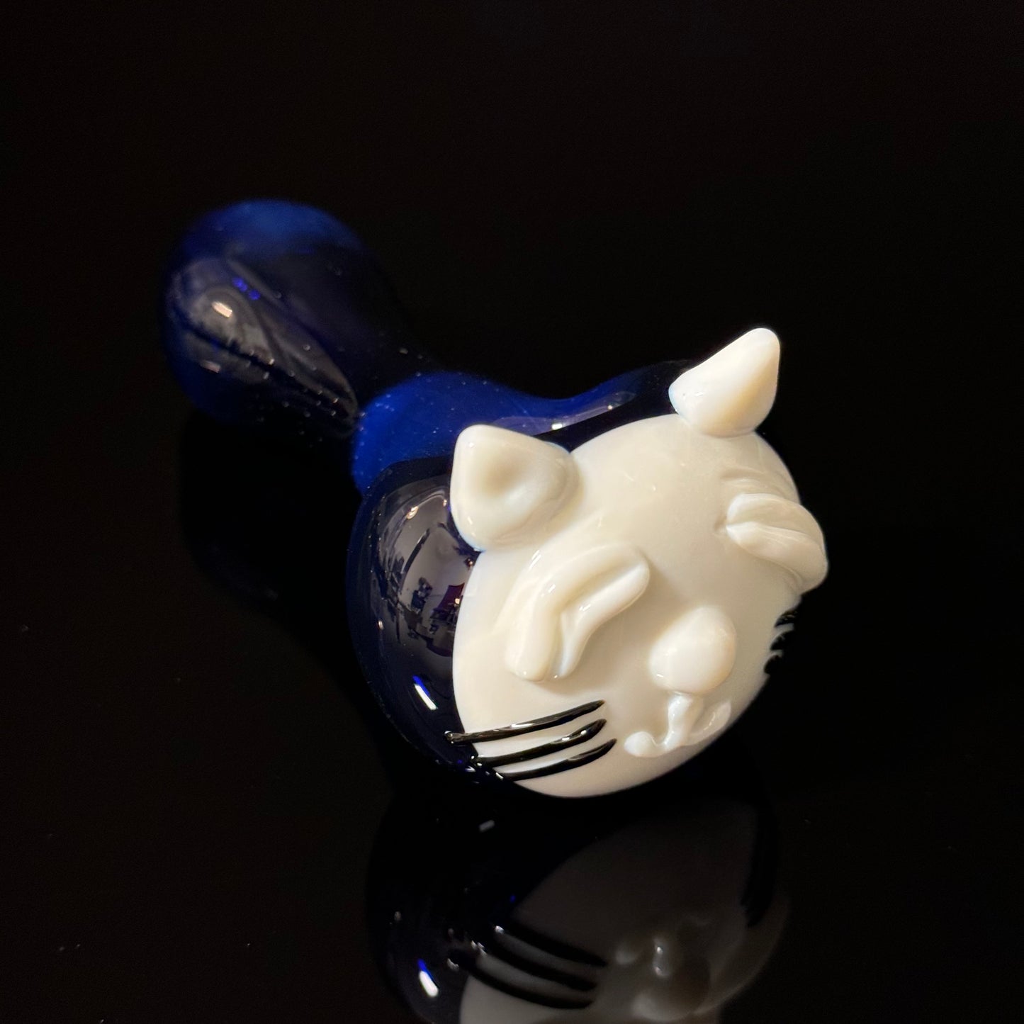 Cat Face White Glass Pipe Heady Pipe Hand Blown Cat Pipe