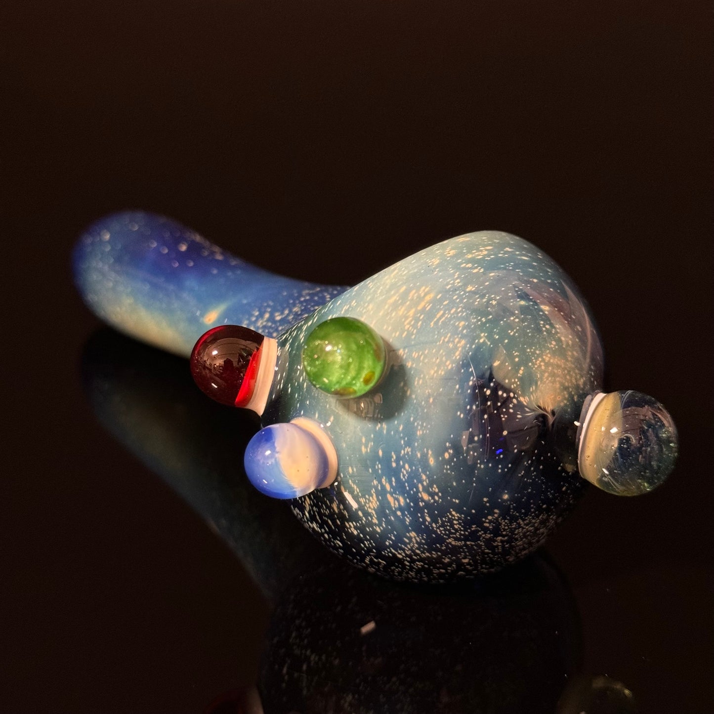 Blue Space Galaxy Nebula Glass Pipe Silver Fumed Glass Pipe, Heady Hand Blown