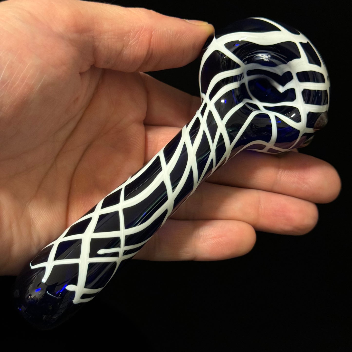 Blue Cobalt Wrapped Color Glass Heady Pipe Hand Blown