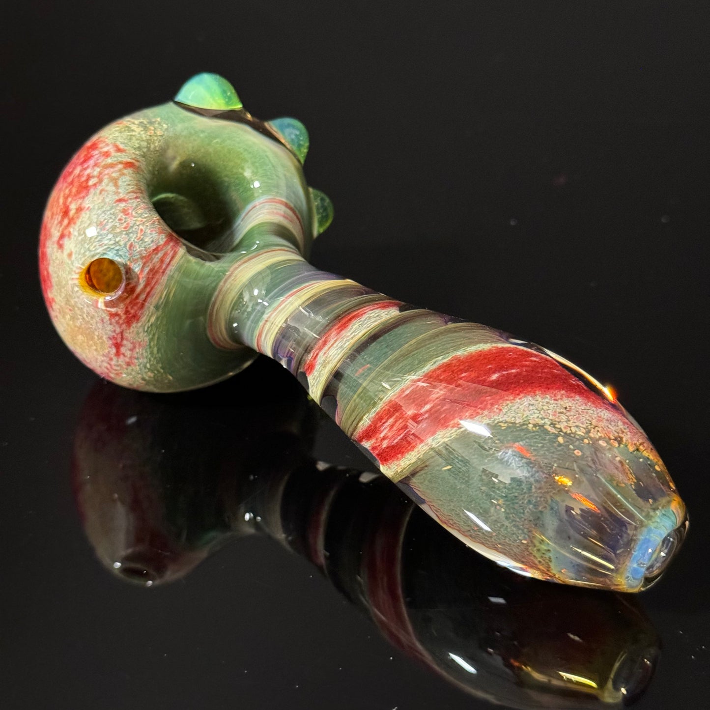 Green & Red Inside Out Glass Pipe Heady Pipe Hand Blown Extra Thick