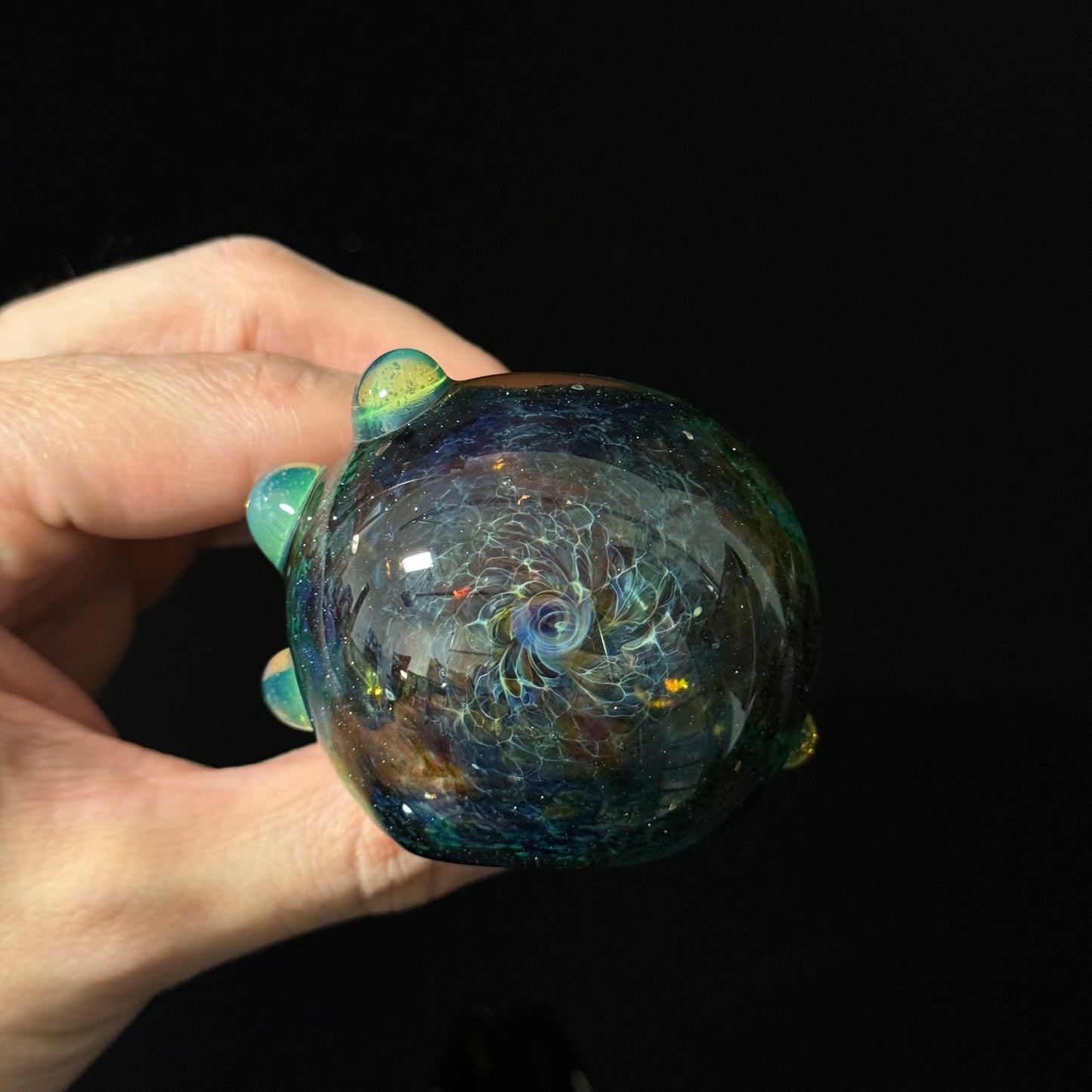 Inside out Sparkle Black & Green Glass Pipe Heady Pipe Hand Blown Extra Thick