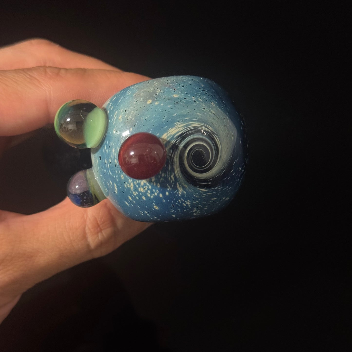 Blue with Slyme Space Galaxy Nebula Glass Pipe Silver Fumed Glass Pipe, Heady Hand Blown
