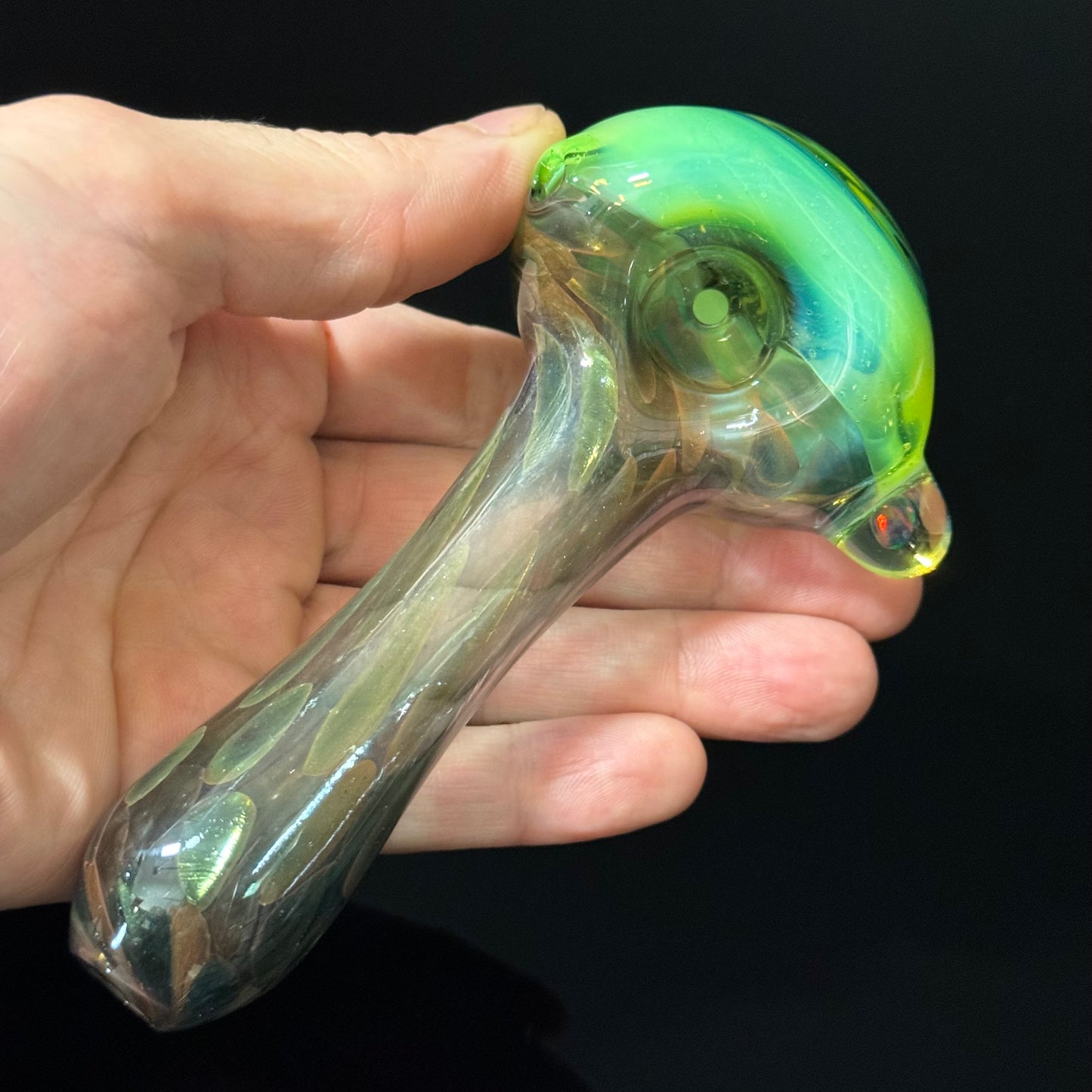 Slyme Color Linework Glass Pipe, Heady Hand Blown with An Opal