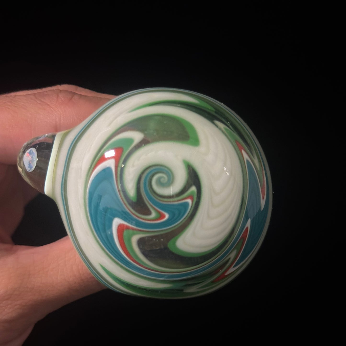 Full Crushed Opal Switchback Glass Pipe, Heady Hand Blown with An Opal