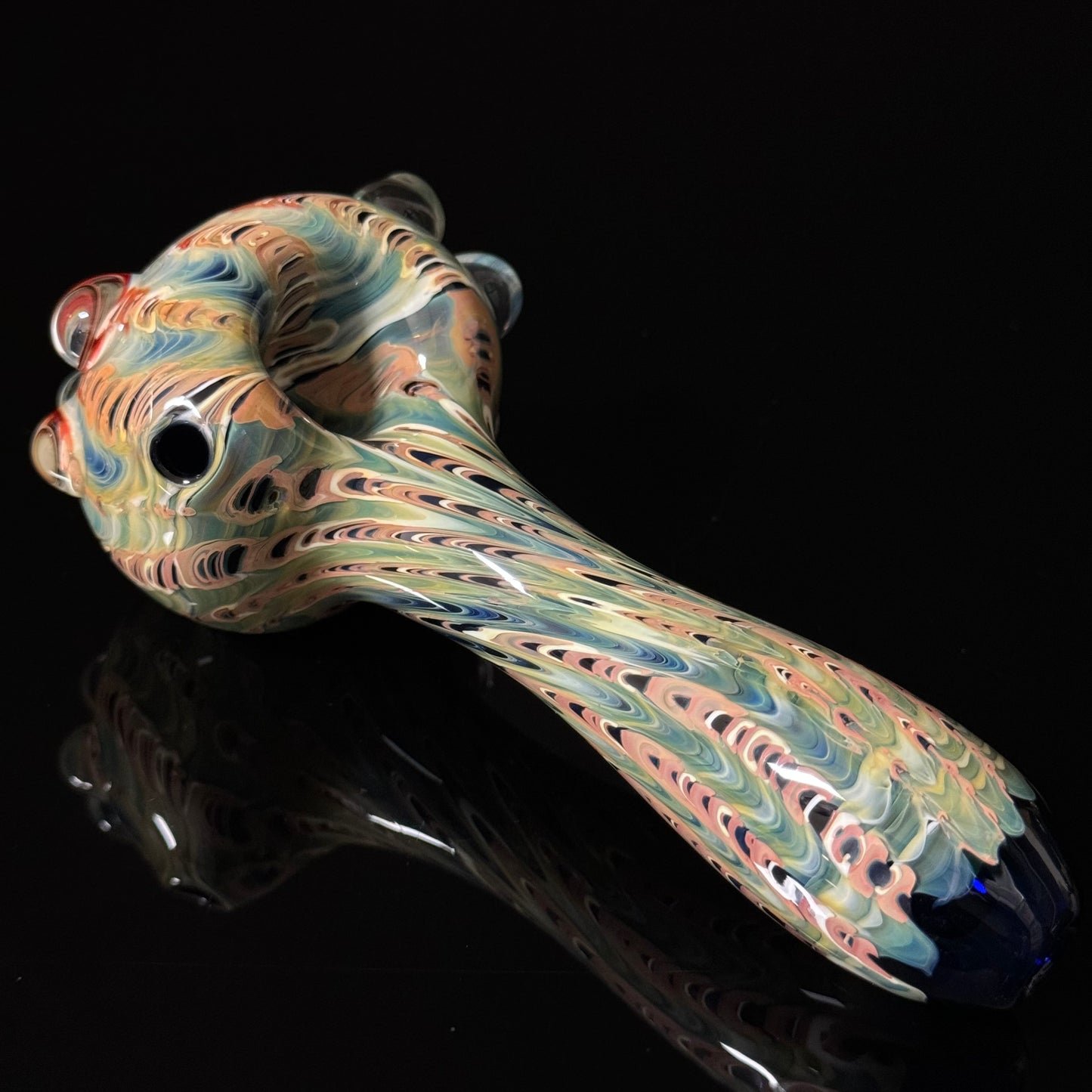 Blue & Green Multicolor Cobalt Wrapped Color Glass Heady Pipe Hand Blown