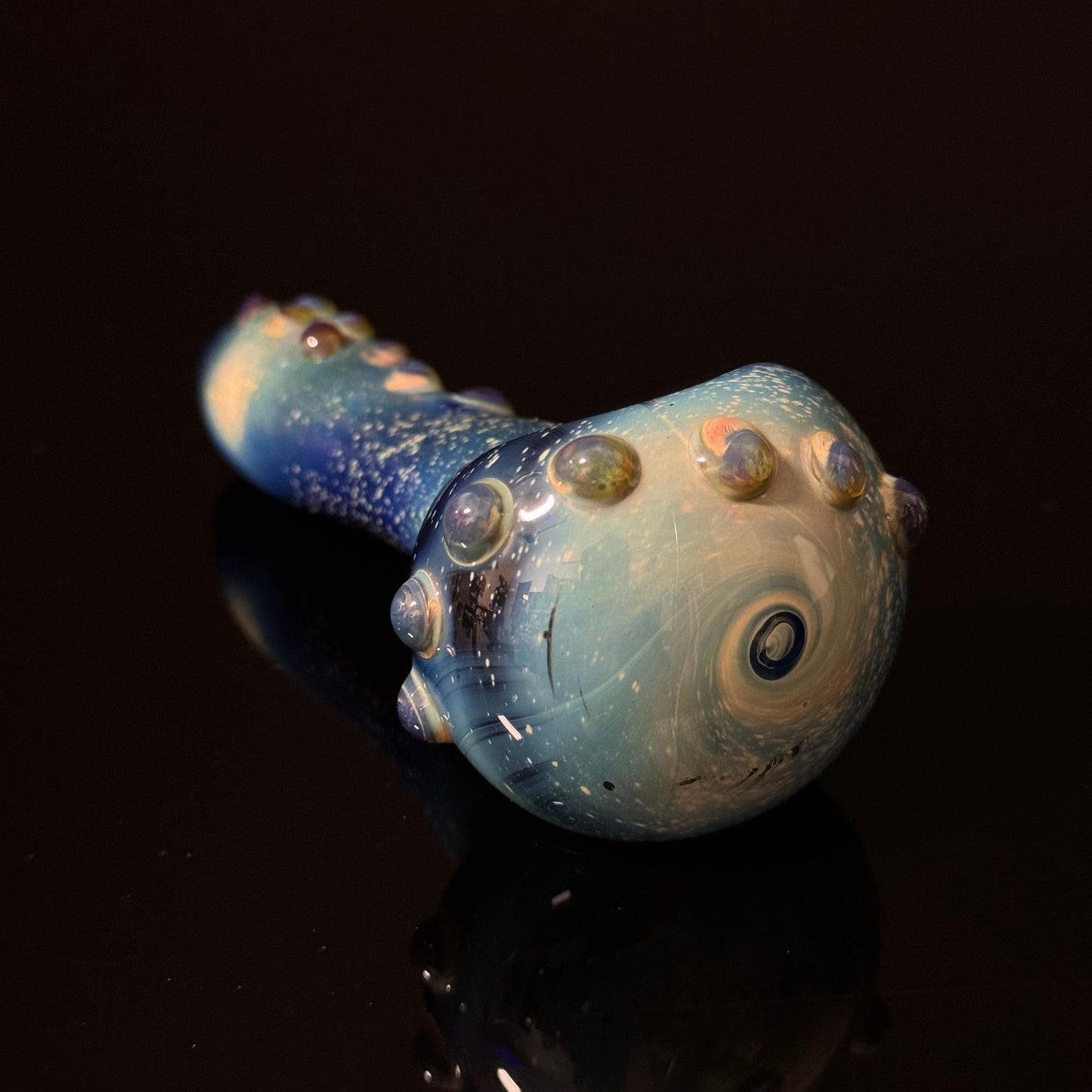 Blue Space Galaxy Nebula Glass Pipe Silver Fumed Glass Pipe, Heady Hand Blown