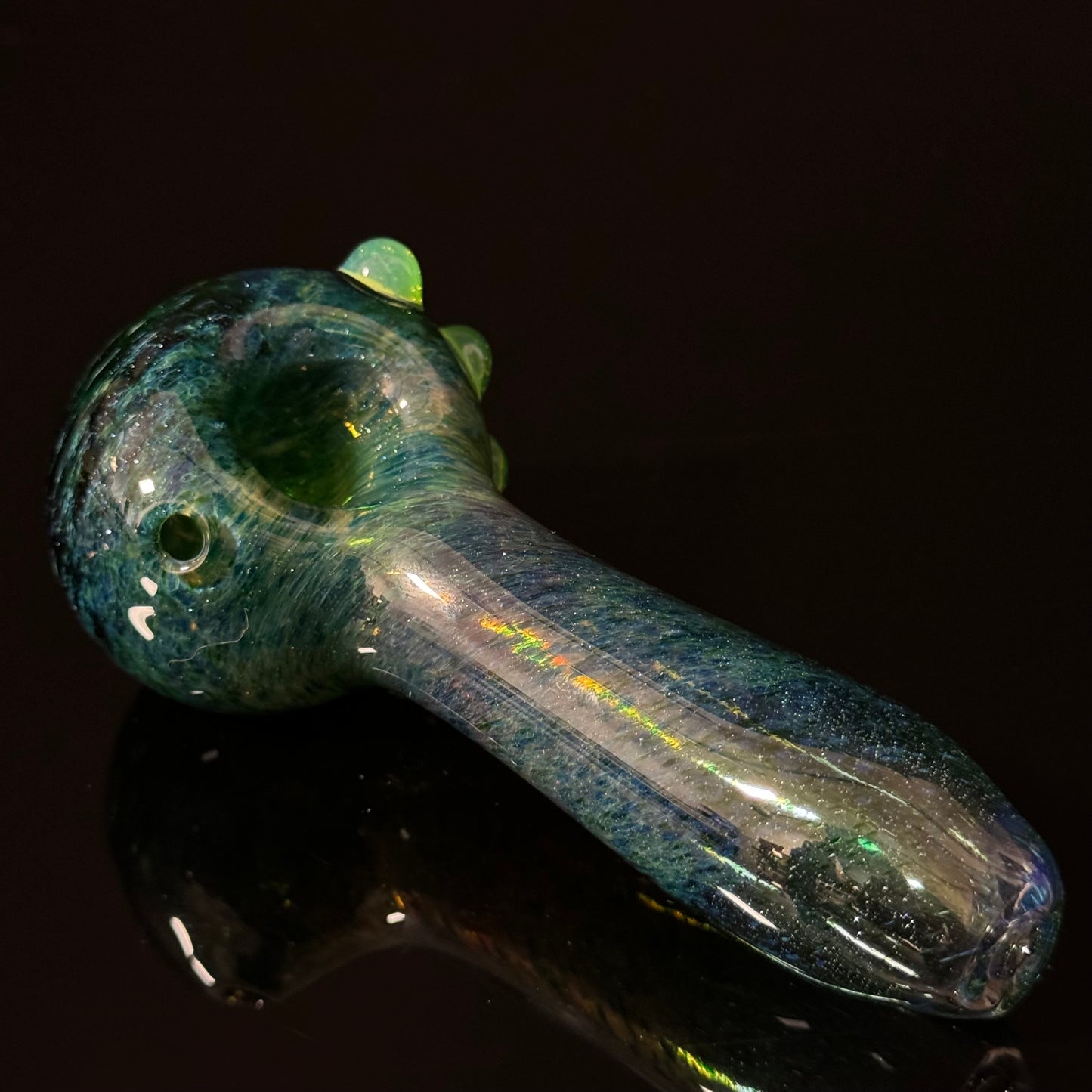 Inside out Sparkle Black & Green Glass Pipe Heady Pipe Hand Blown Extra Thick