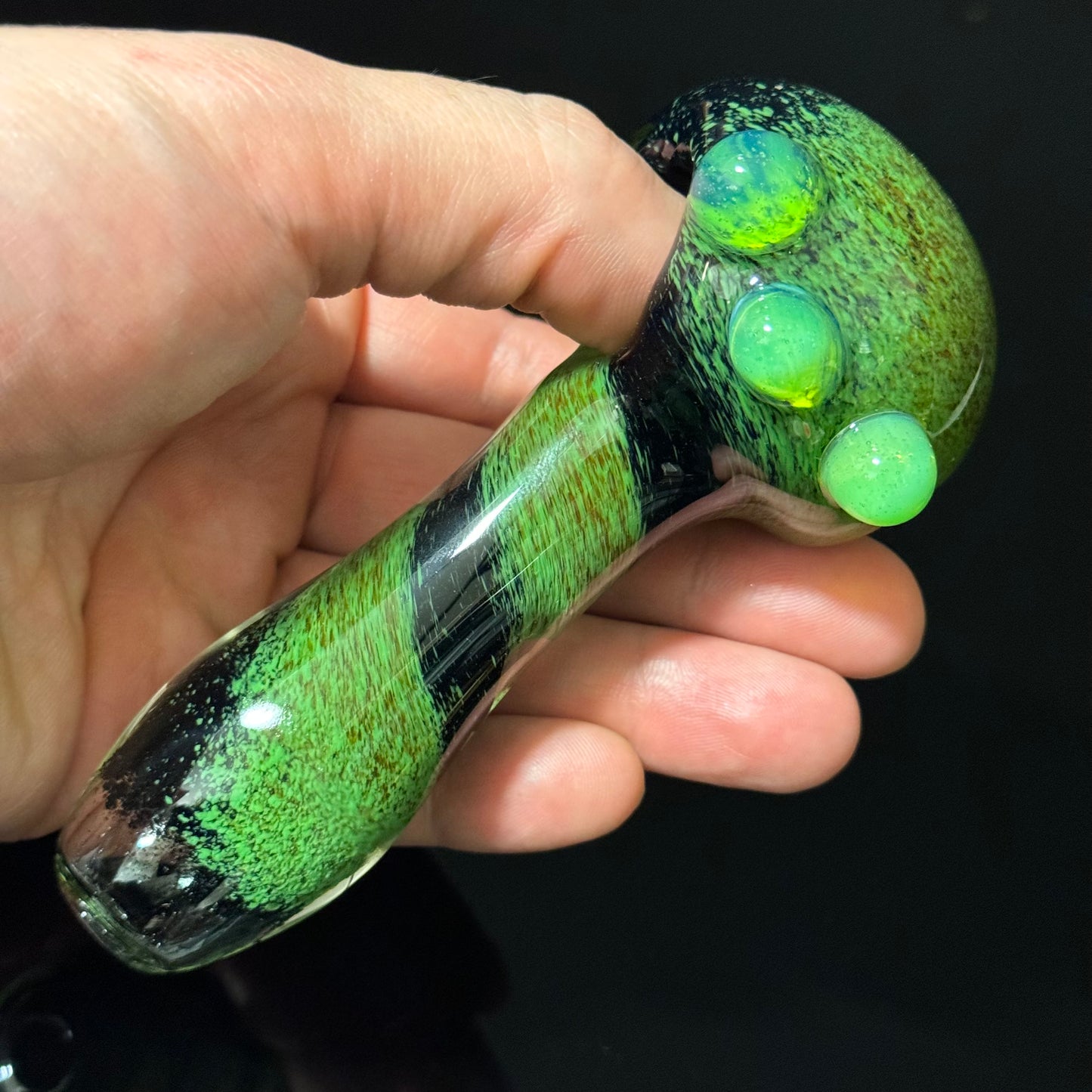 Inside out Black & Green Glass Pipe Heady Pipe Hand Blown Extra Thick