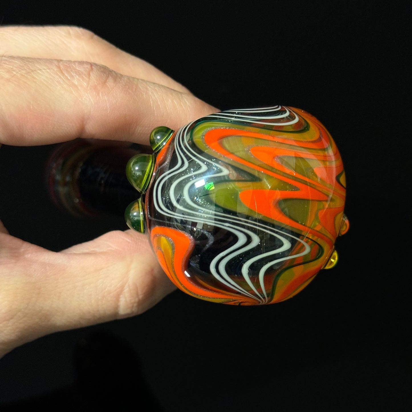 Full Linework Switchback Glass Pipe, Heady Hand Blown with An Opal