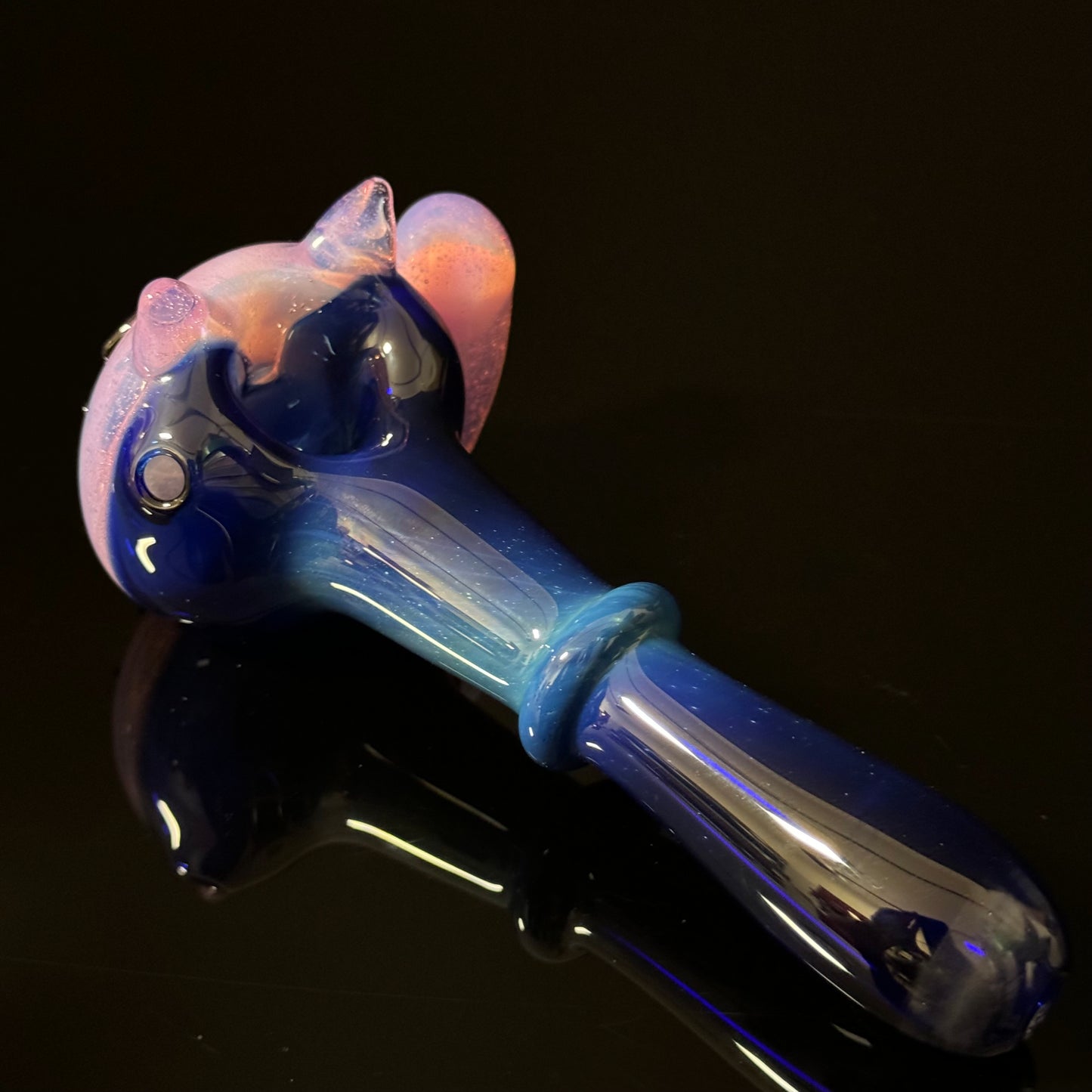 Cat Face Pink Slyme Glass Pipe Heady Pipe Hand Blown Cat Pipe