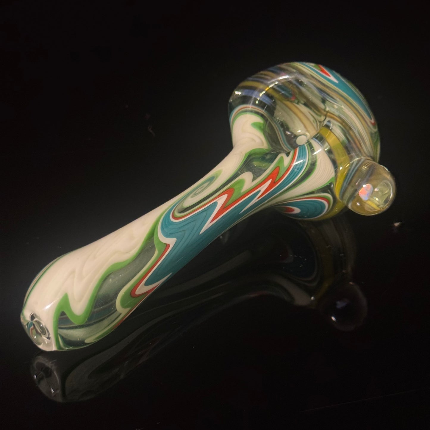 Full Linework Switchback Glass Pipe, Heady Hand Blown with An Opal
