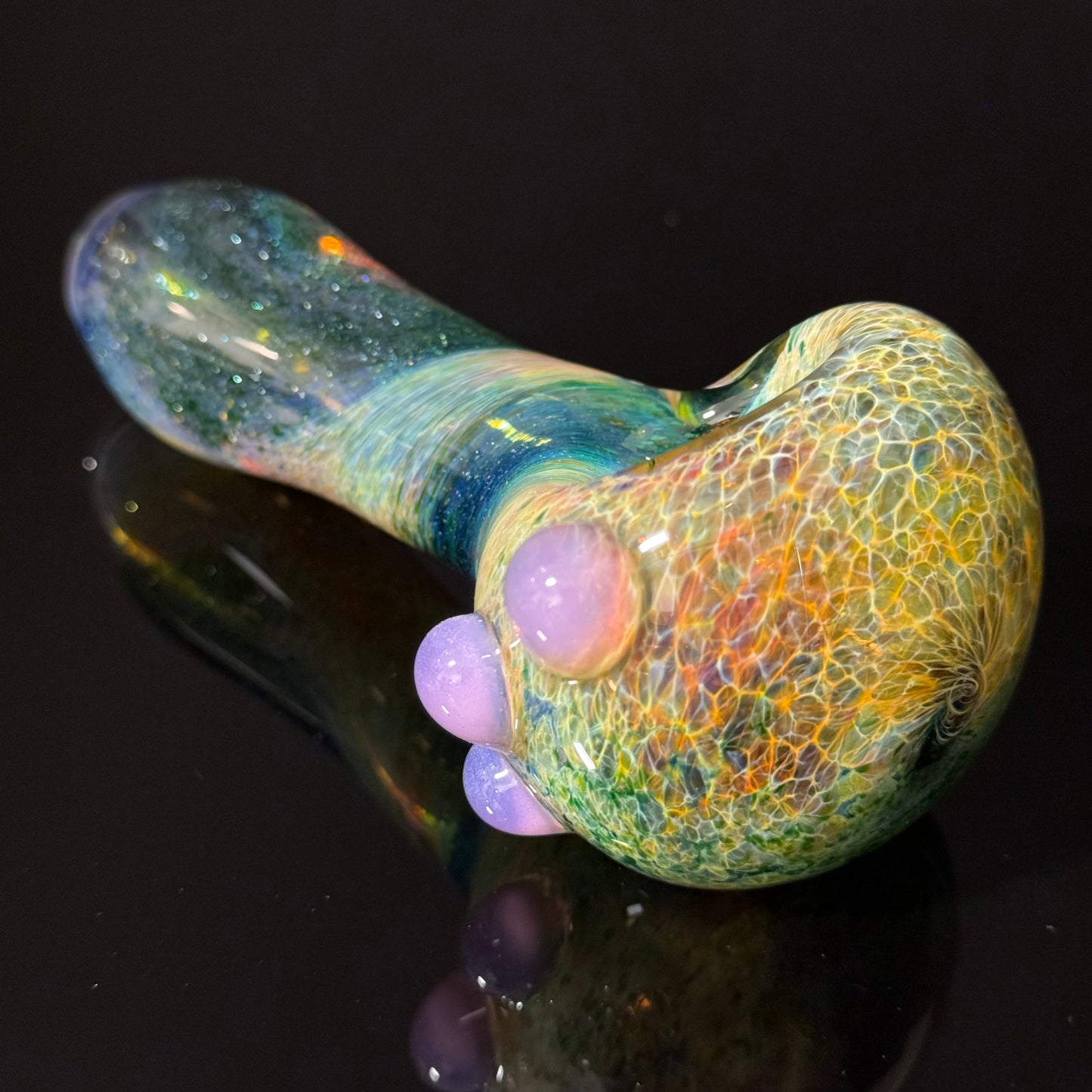 Green Multicolor Inside Out Glass Pipe Heady Pipe Hand Blown Extra Thick