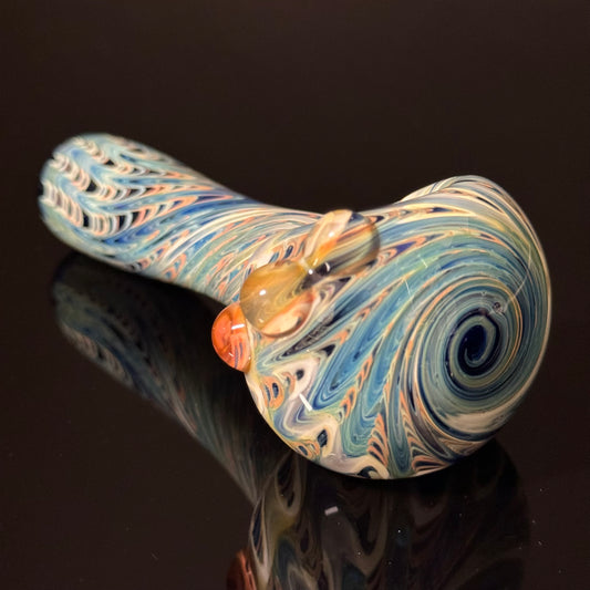 Green Wrap & Rake Color Glass Heady Pipe Hand Blown