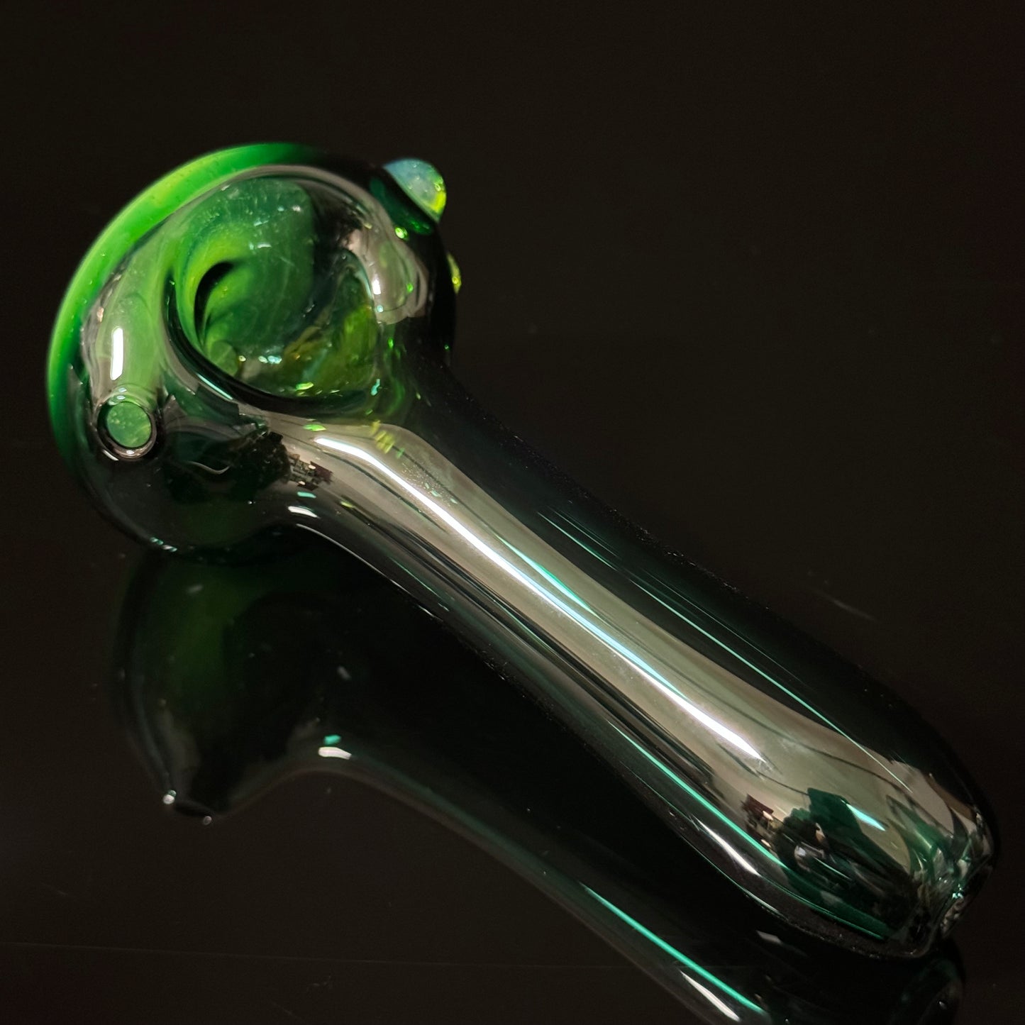 Green with Pink Slyme Glass Heady Pipe Hand Blown