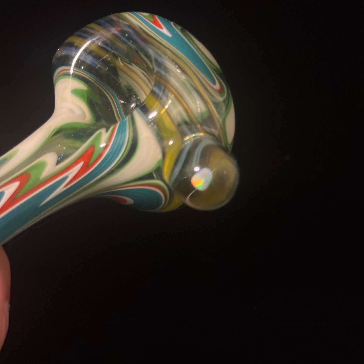 Full Linework Switchback Glass Pipe, Heady Hand Blown with An Opal