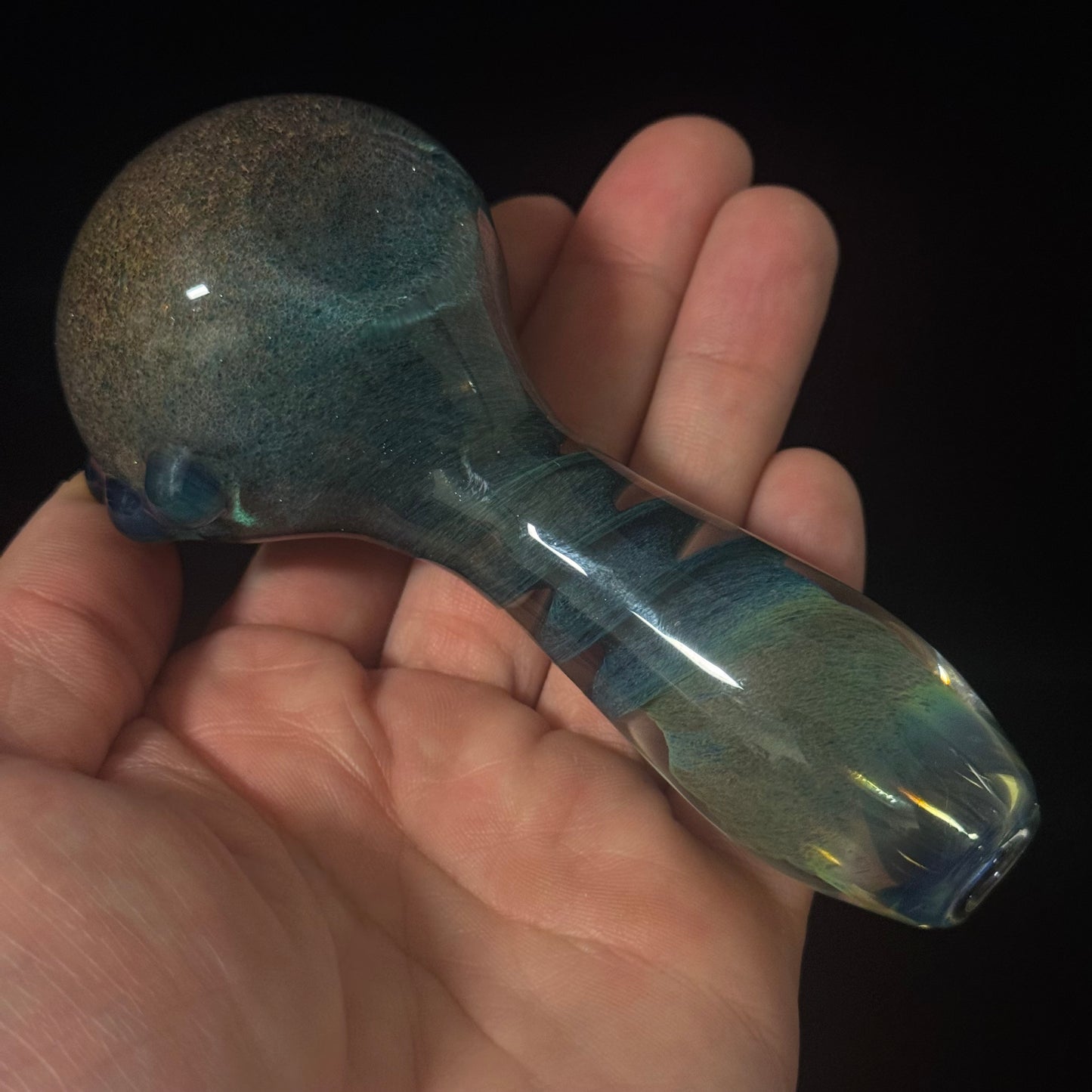 Heavy Inside out Sparkle Blue & Red Glass Pipe Heady Pipe Hand Blown
