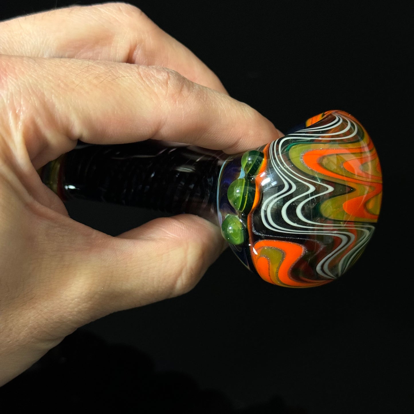 Full Linework Switchback Glass Pipe, Heady Hand Blown with An Opal