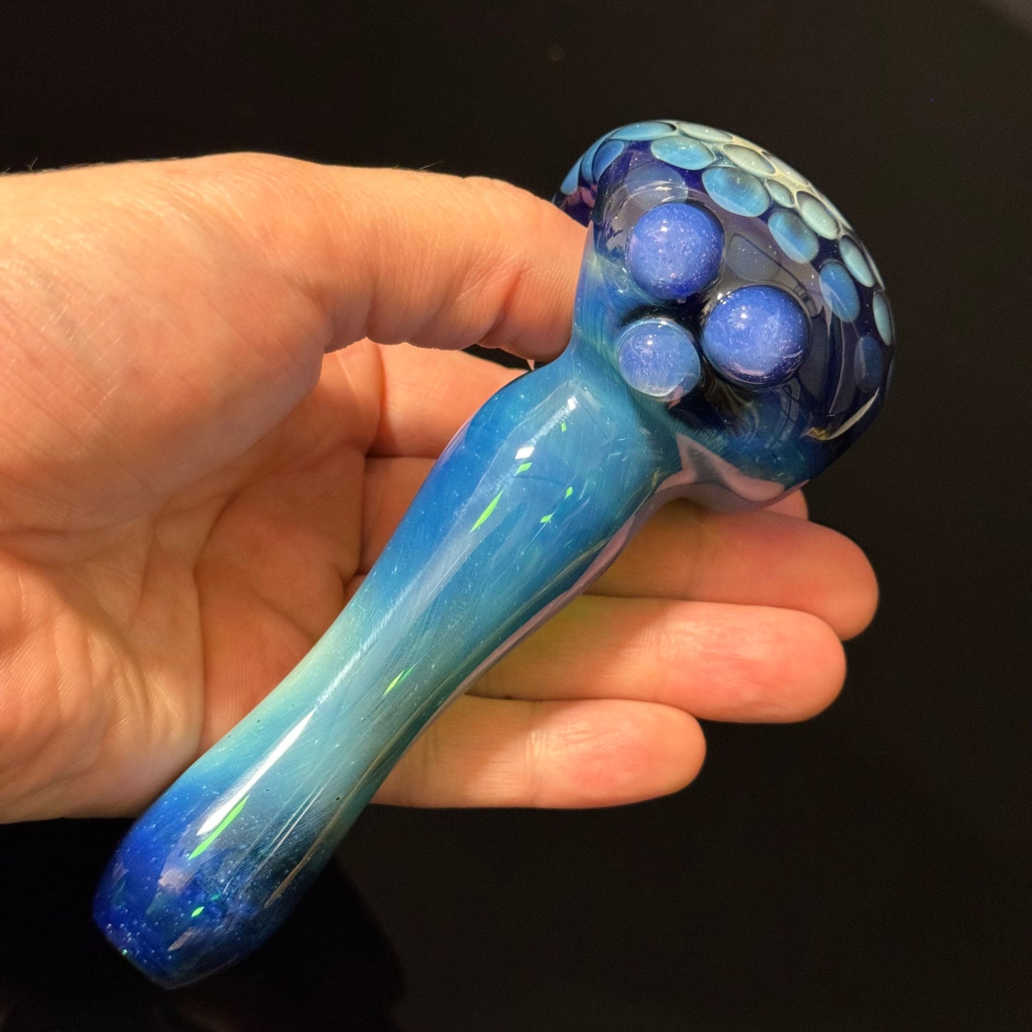 Blue Honeycomb Glass Heady Pipe Hand Blown